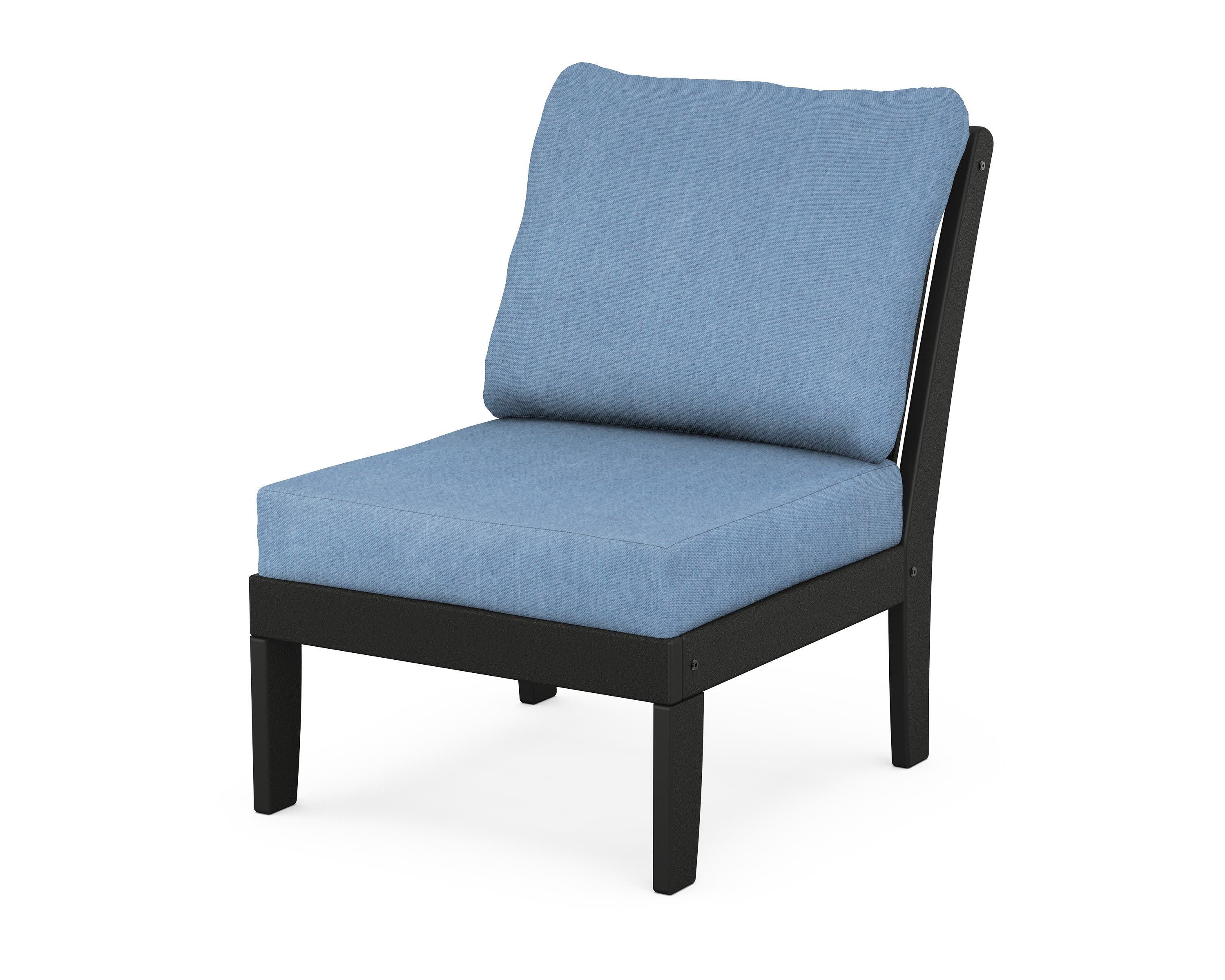 Braxton Modular Armless Chair in Black / Sky Blue