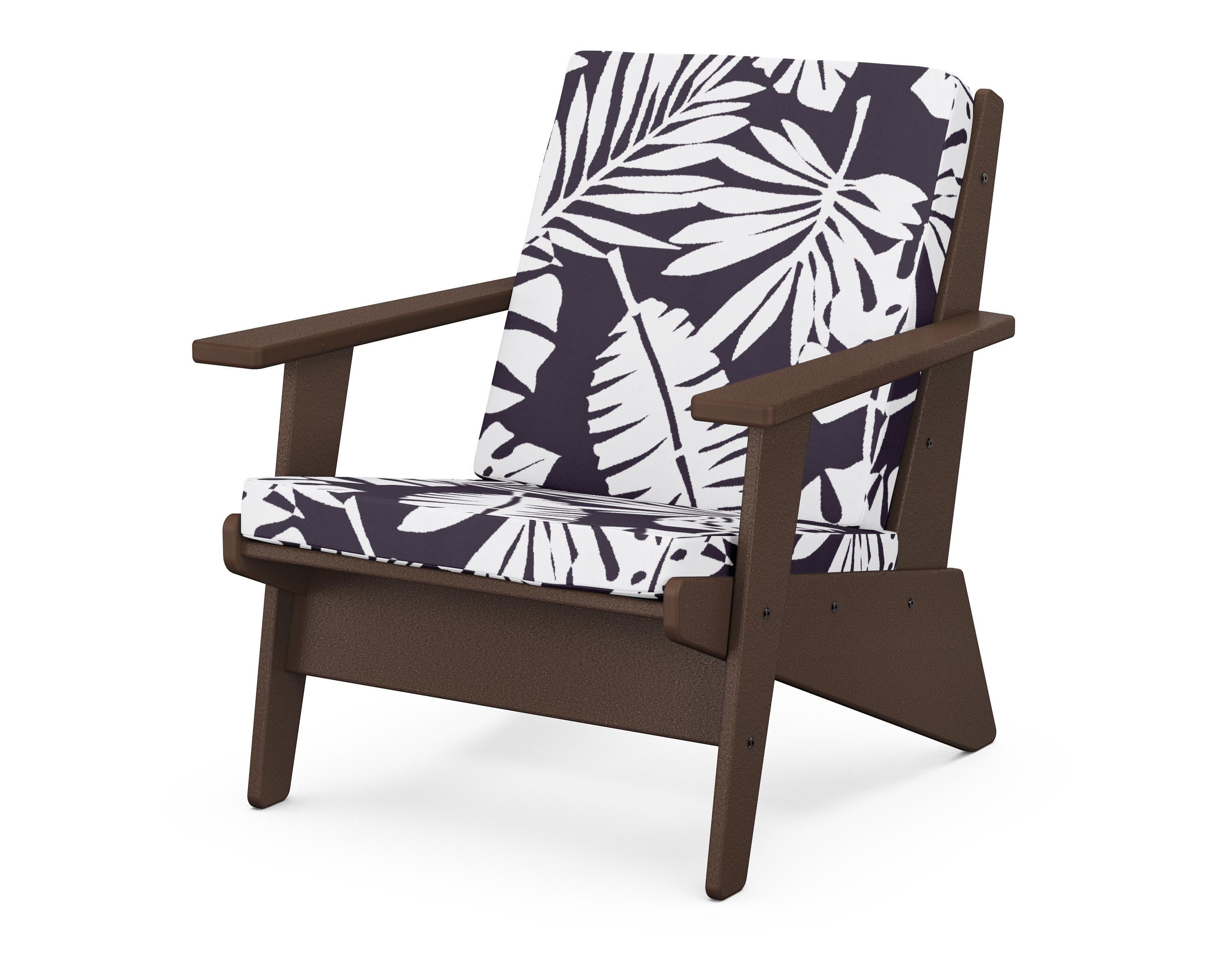 Riviera Modern Lounge Chair in Mahogany / Leaf Navy