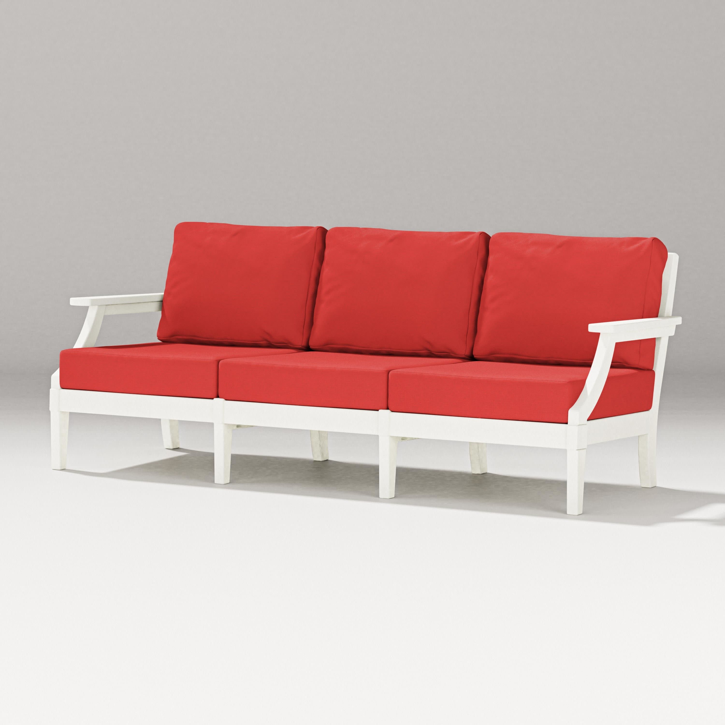 Estate Sofa in Vintage White / Crimson Linen
