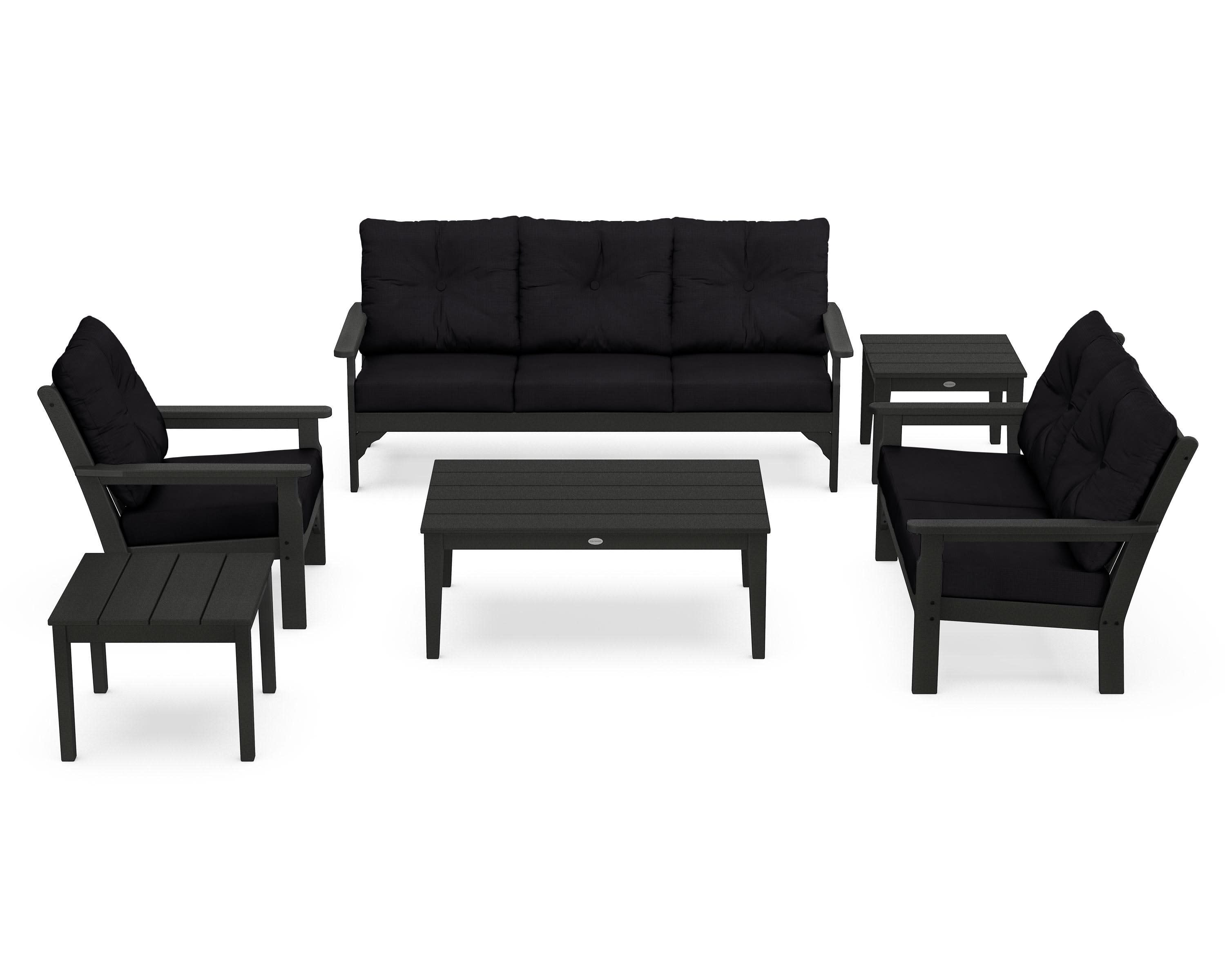 Vineyard 6-Piece Deep Seating Set in Green / Midnight Linen