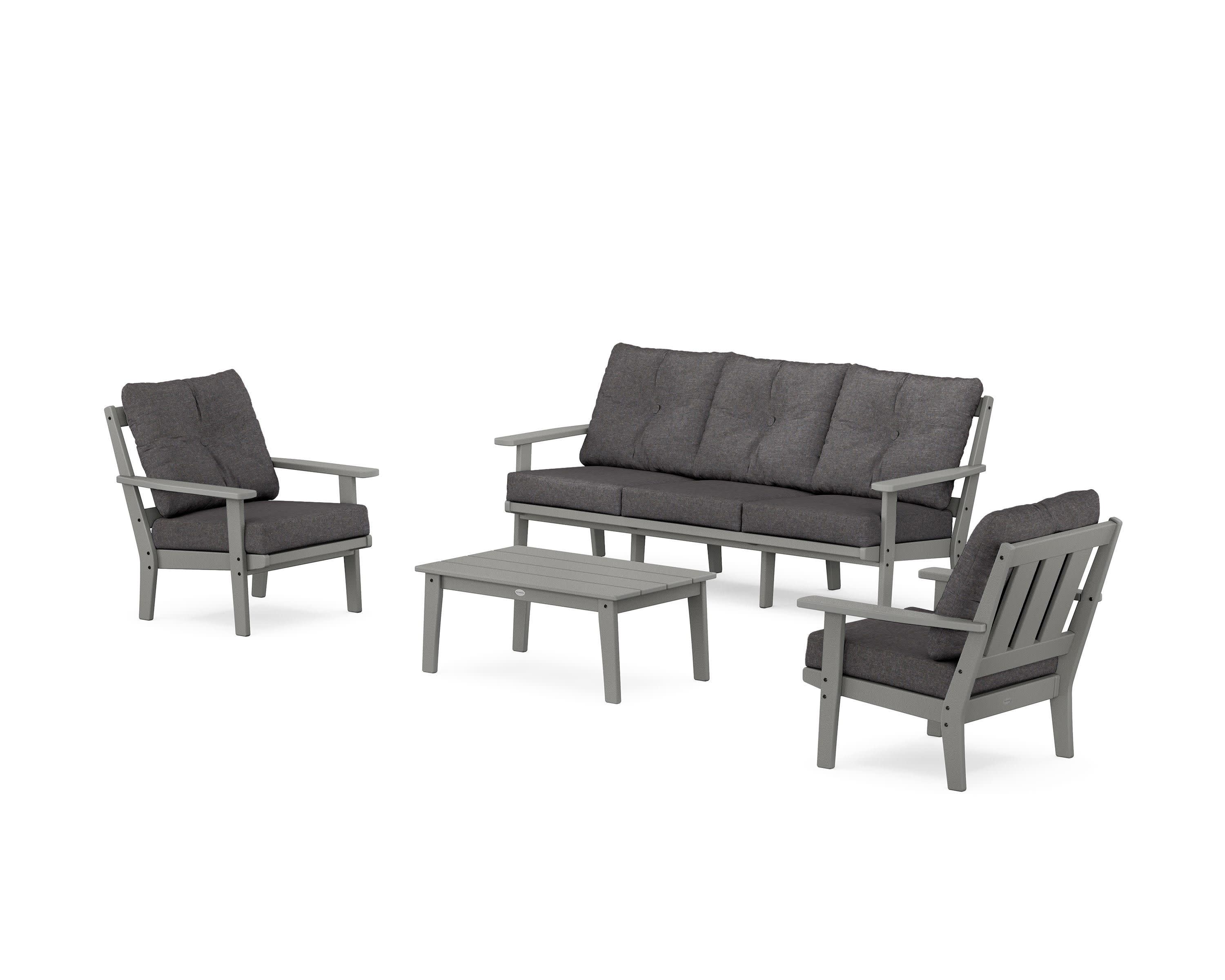 Oxford 4-Piece Deep Seating Set with Sofa in Slate Grey / Ash Charcoal