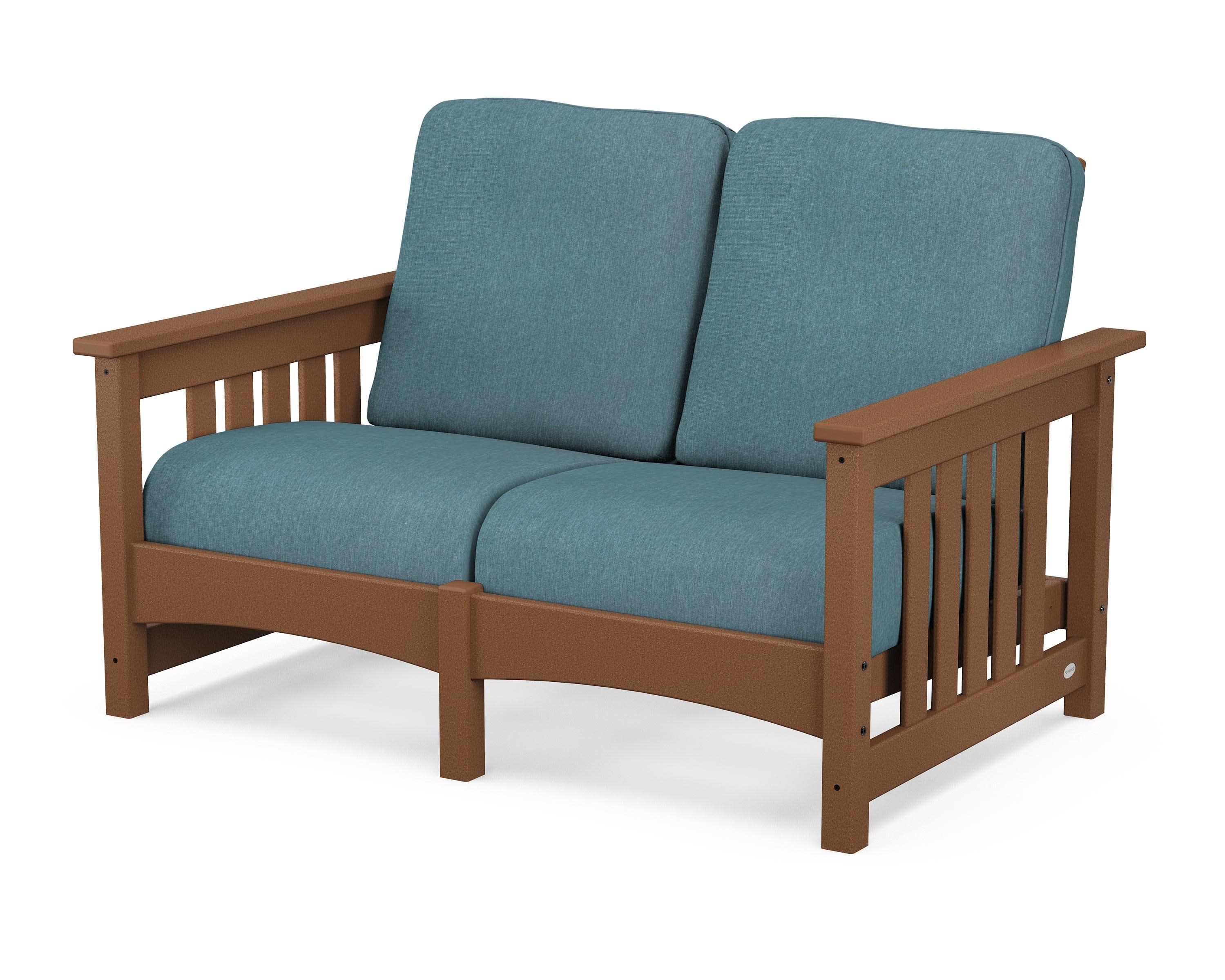 Club Mission Loveseat in Teak / Ocean Teal