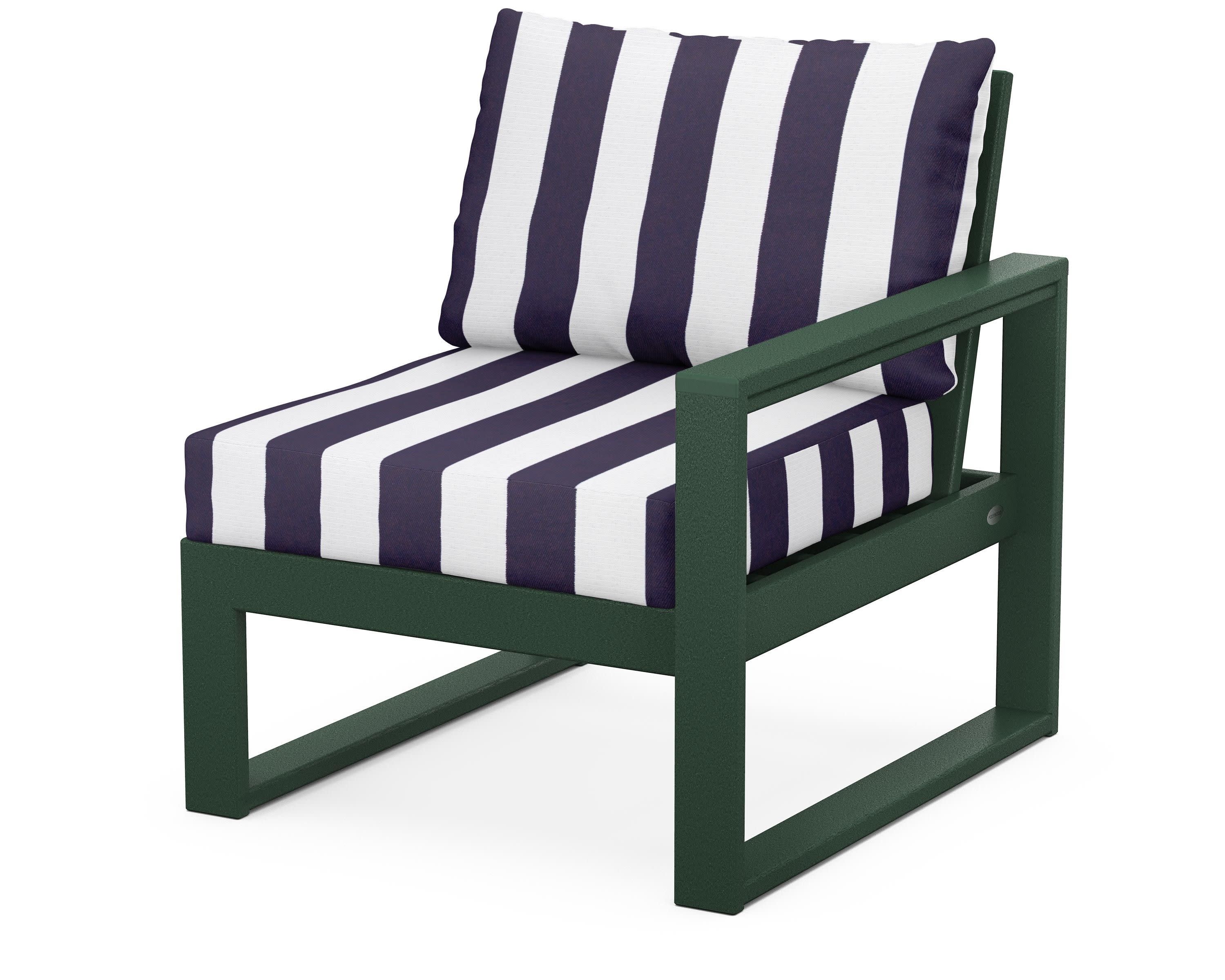 EDGE Modular Right Arm Chair in Green / Cabana Stripe Navy