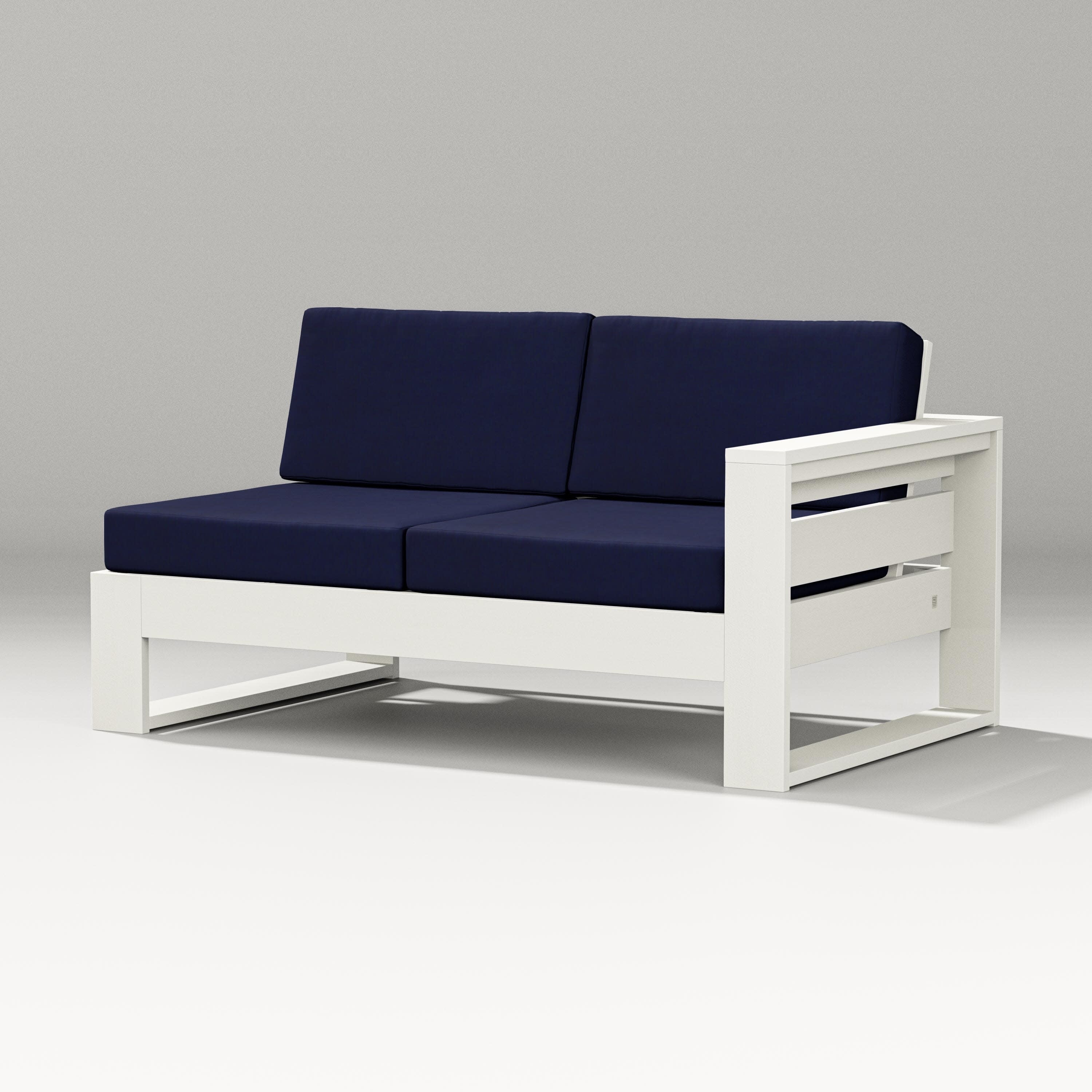 Latitude Modular Right Arm Loveseat in Vintage White / Navy