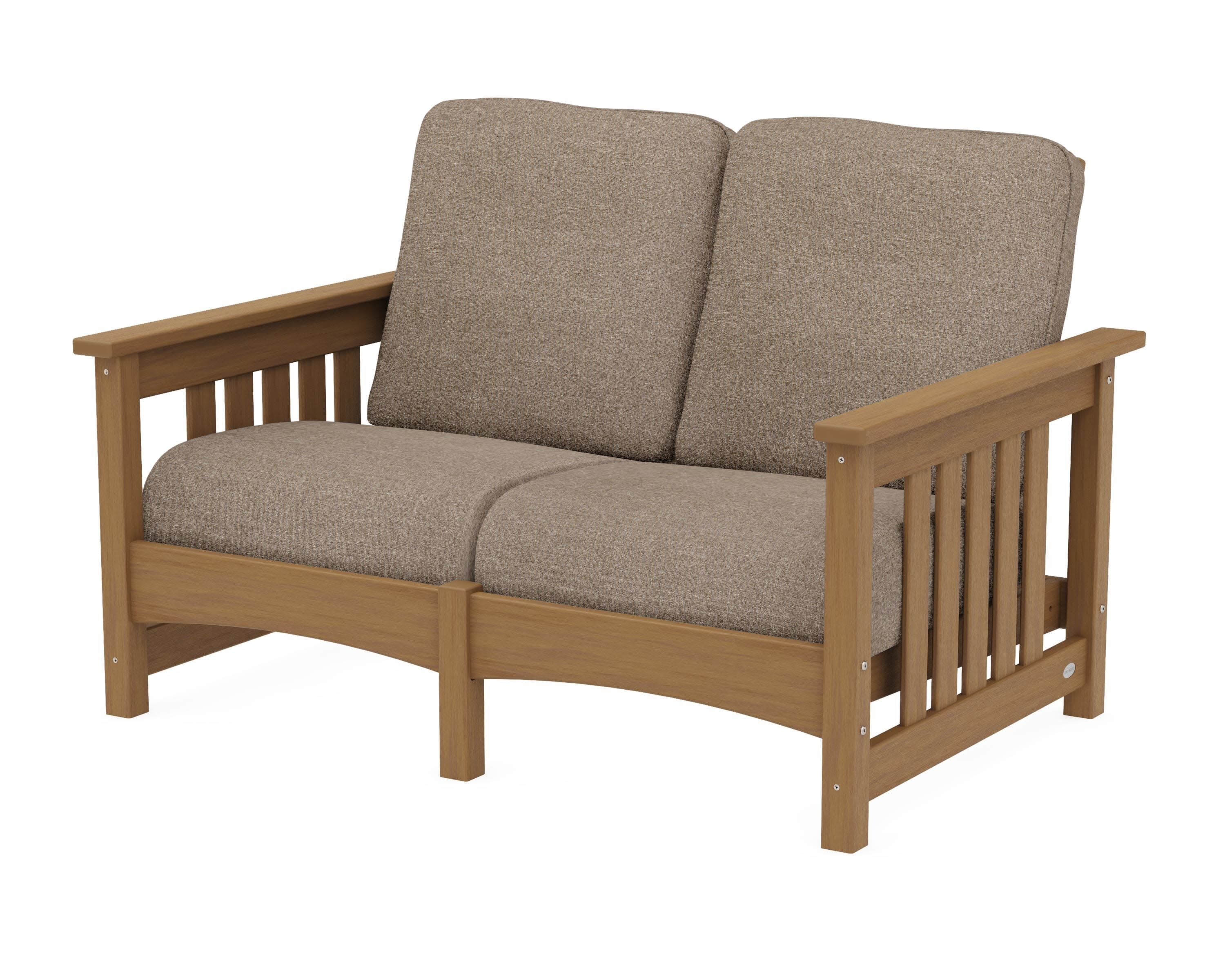 Club Mission Loveseat in Natural / Spiced Burlap