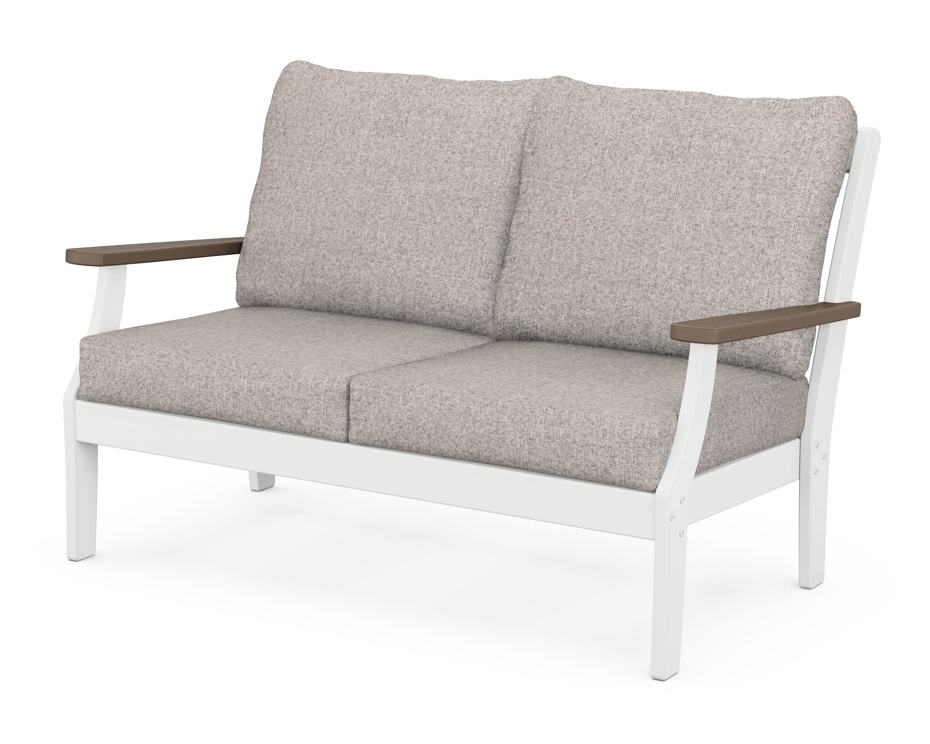 Braxton Deep Seating Loveseat in White / Kona / Weathered Tweed