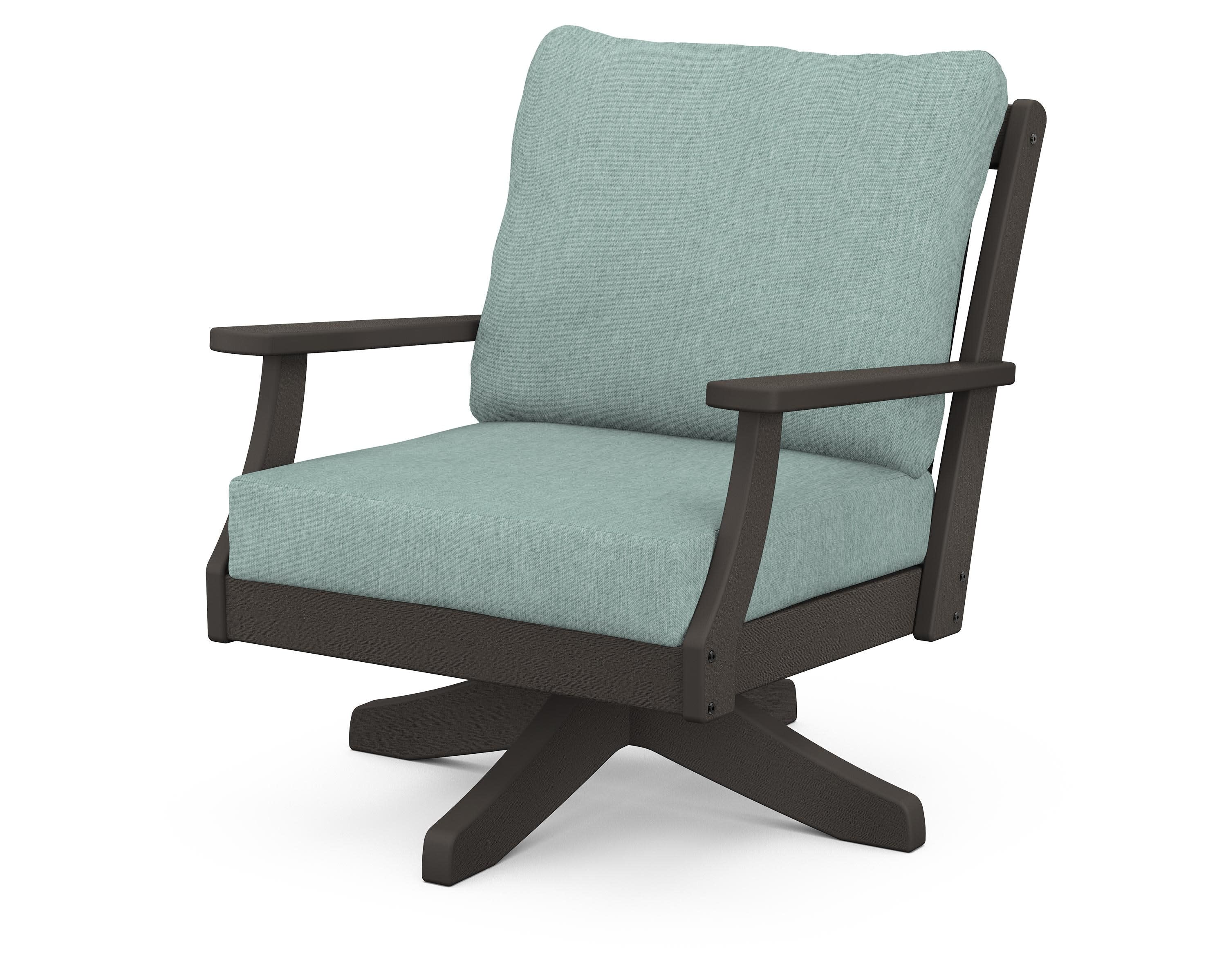 Braxton Deep Seating Swivel Chair in Vintage Coffee / Glacier Spa