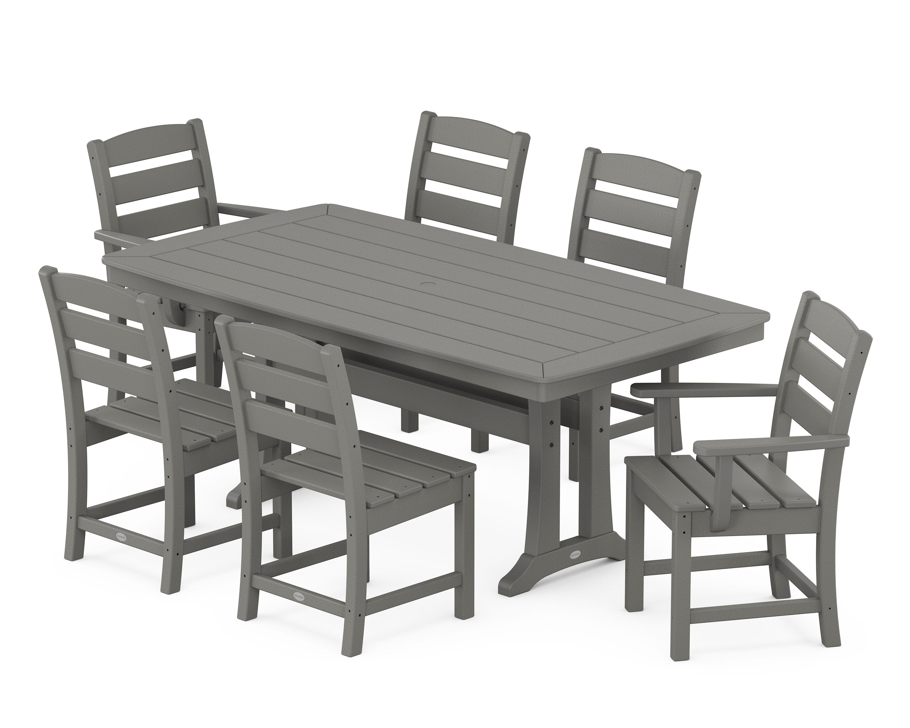 Lakeside 7-Piece Dining Set with Trestle Legs in Slate Grey
