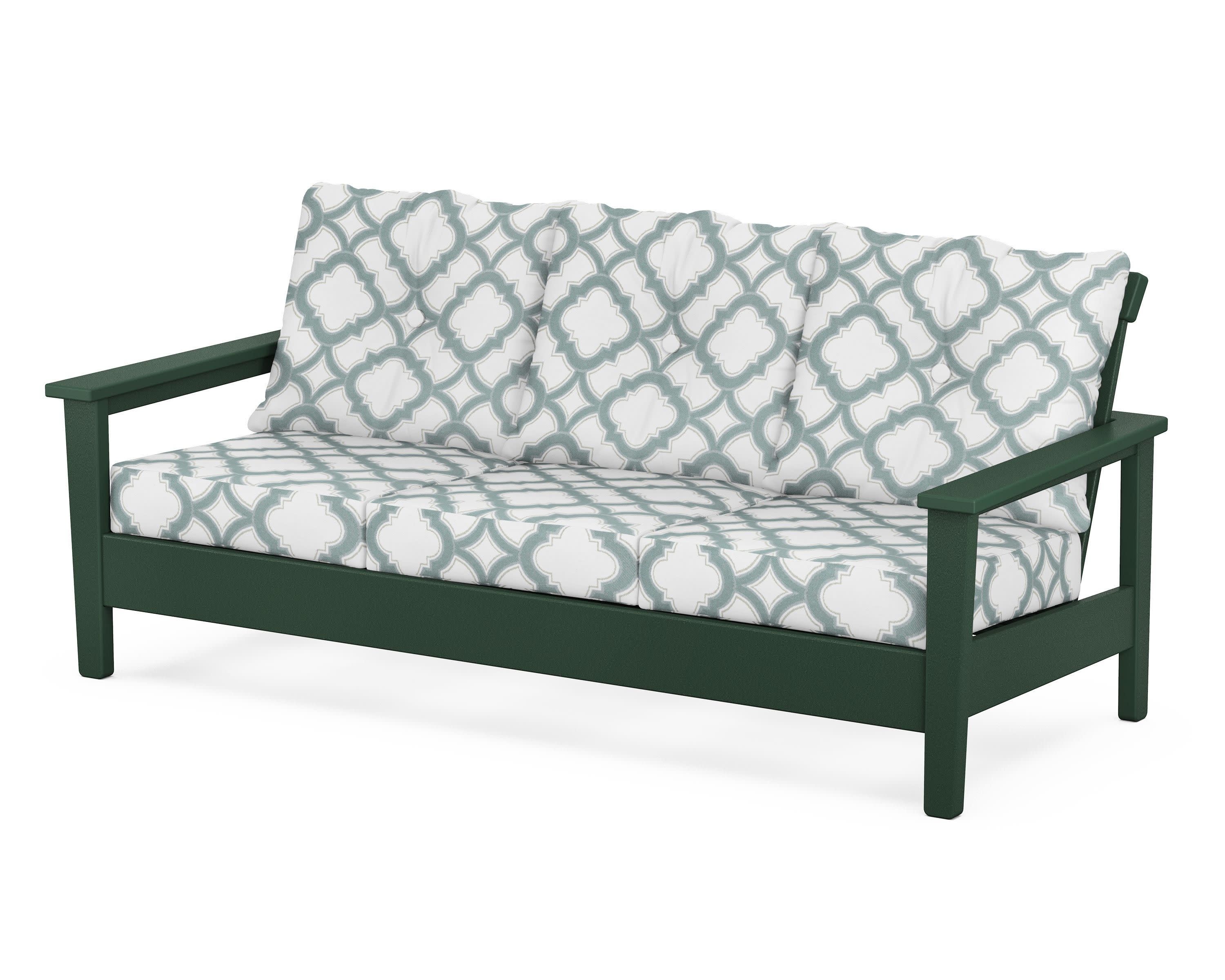 Prescott Deep Seating Sofa in Green / Trellis Glacier Spa