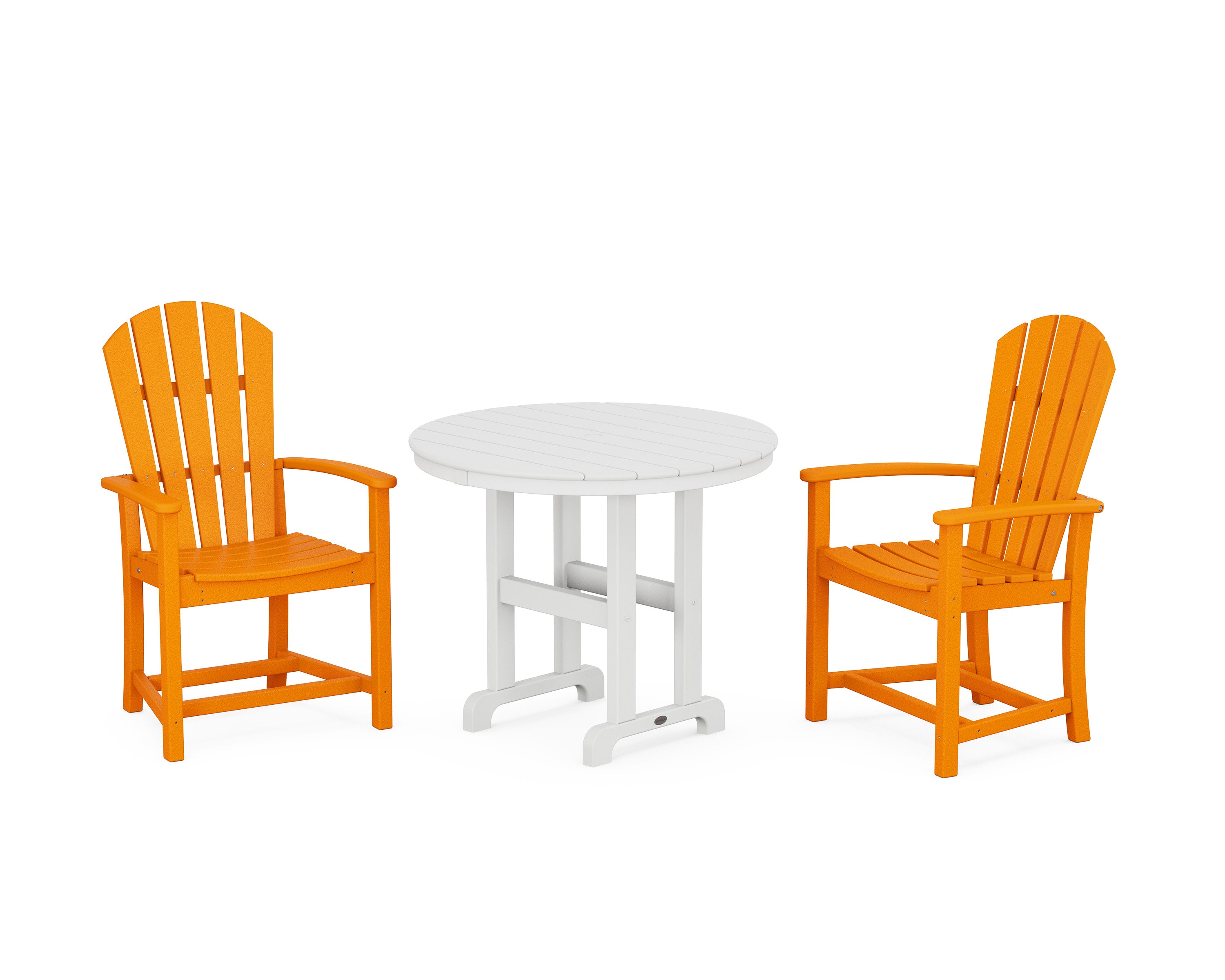 Palm Coast 3-Piece Round Farmhouse Dining Set in Tangerine / White