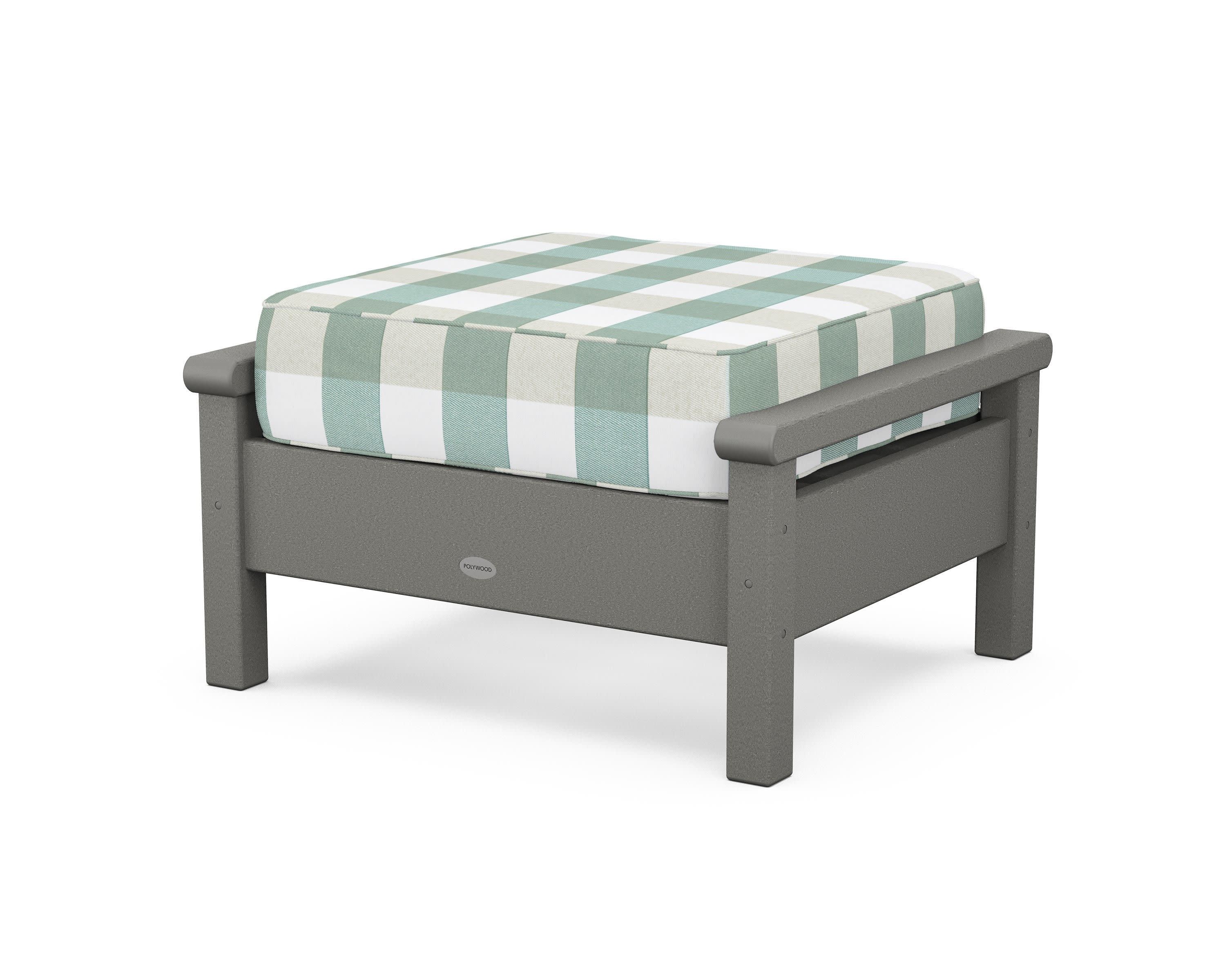 Harbour Deep Seating Ottoman in Slate Grey / Buffalo Plaid Glacier Spa