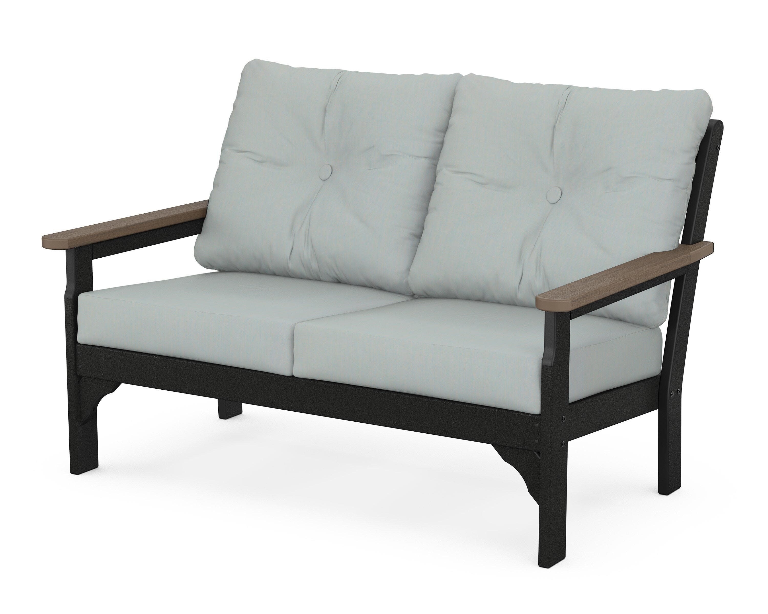 Vineyard Deep Seating Loveseat in Black / Kona / Spa