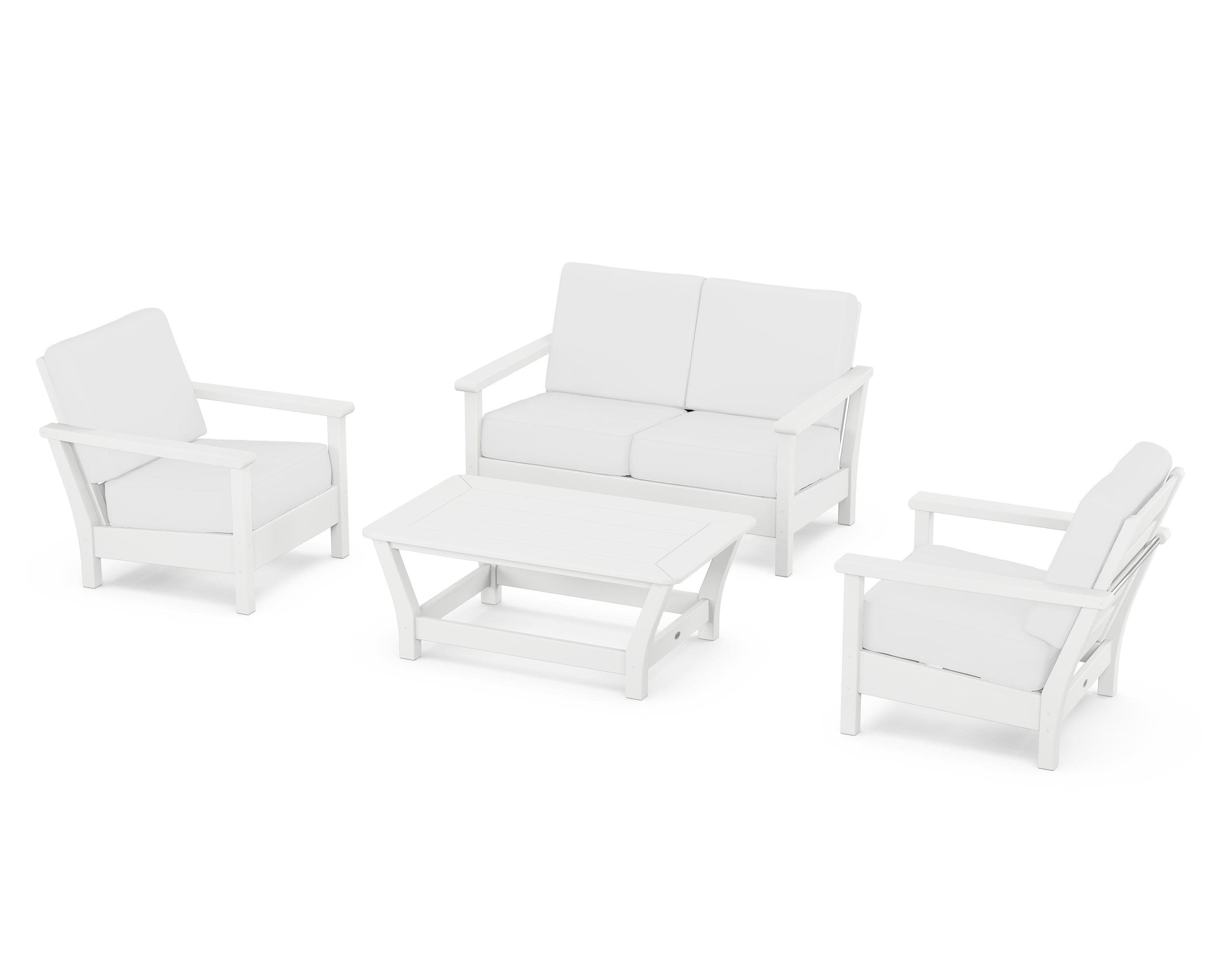 Harbour 4-Piece Deep Seating Set in White / Natural