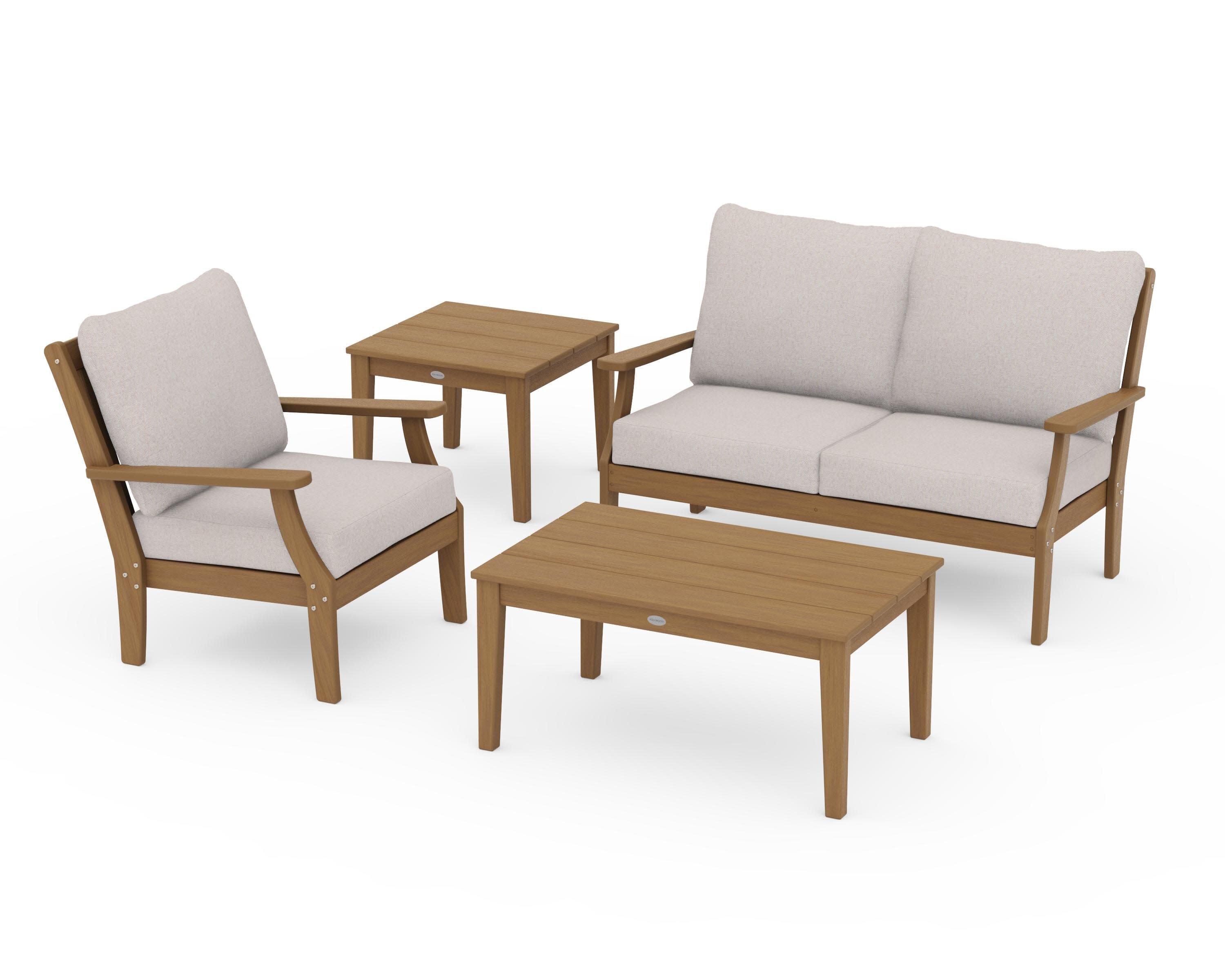 Braxton 4-Piece Deep Seating Set in Natural / Dune Burlap