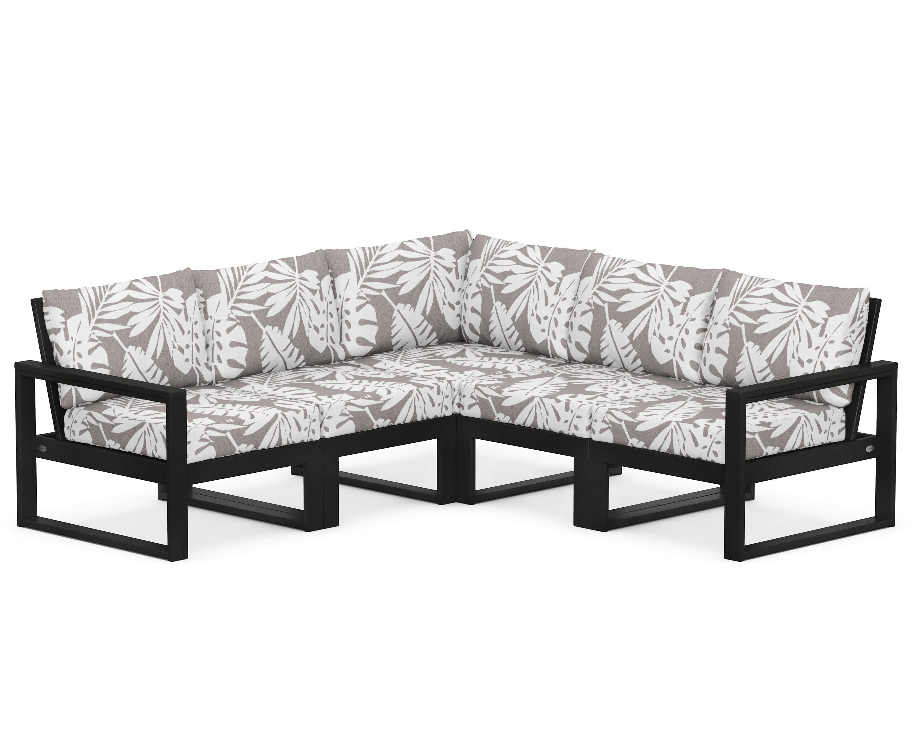 EDGE 5-Piece Modular Deep Seating Set in Black / Leaf Grey Mist