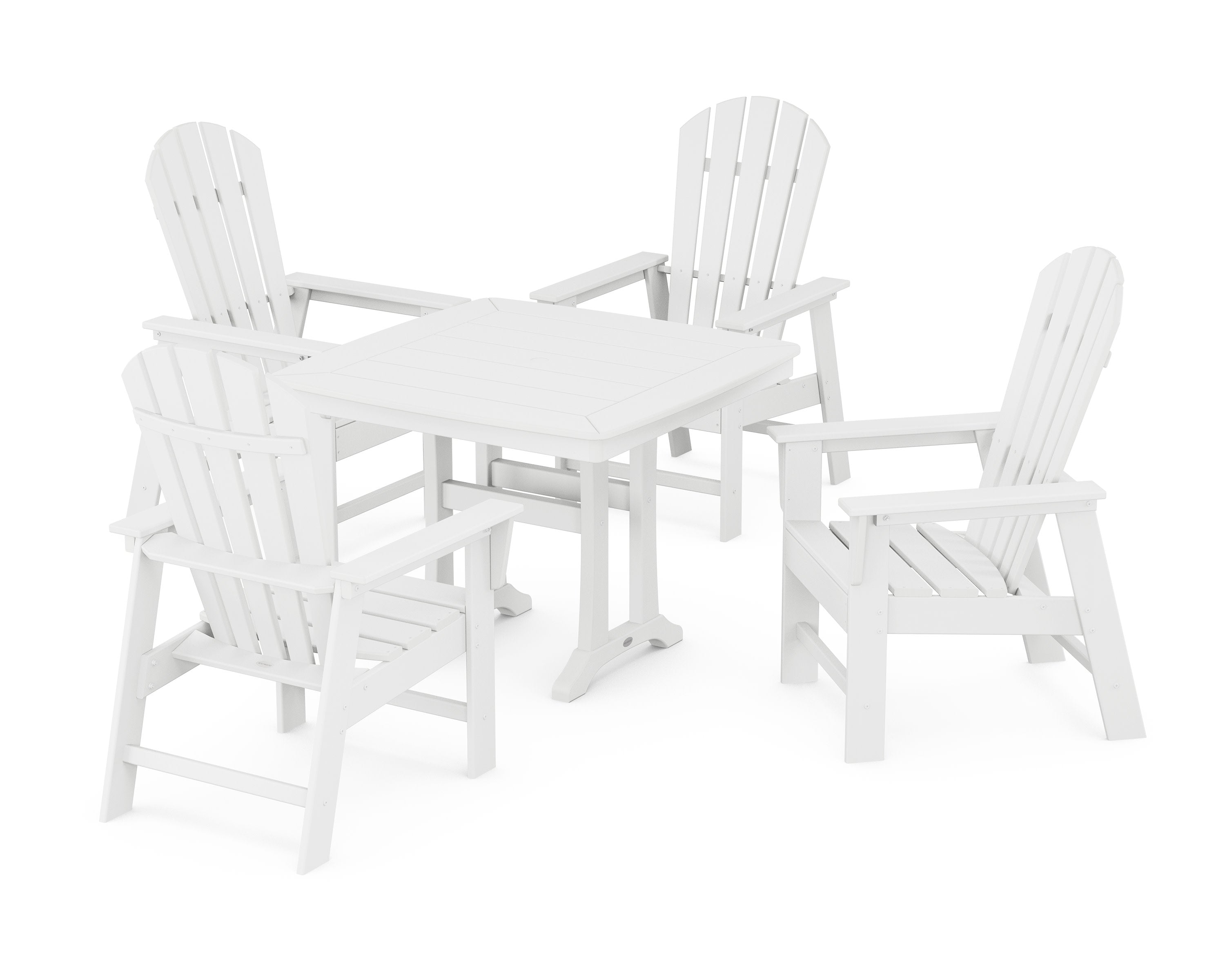 South Beach 5-Piece Dining Set with Trestle Legs in White