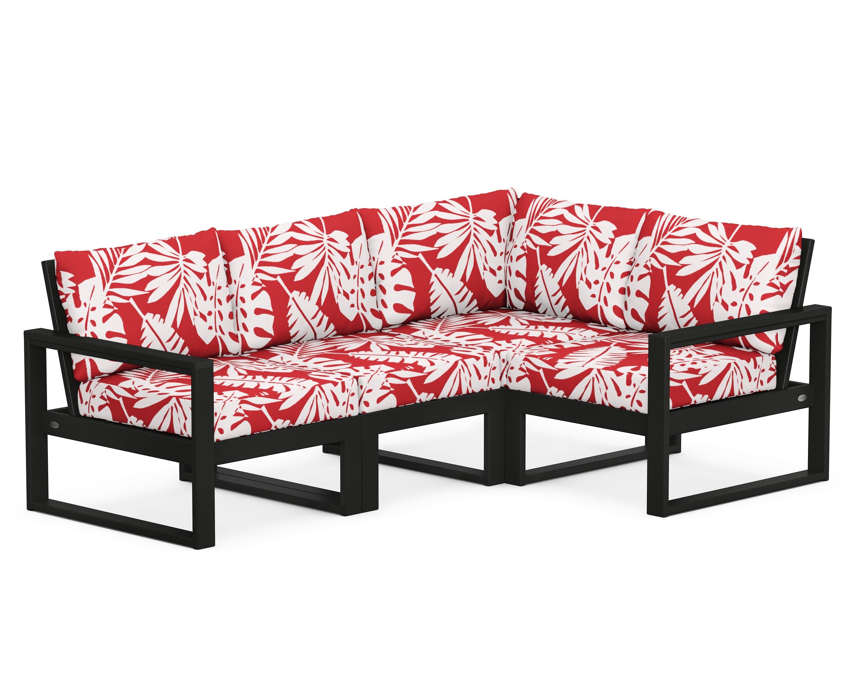 EDGE 4-Piece Modular Deep Seating Set in Black / Leaf Crimson