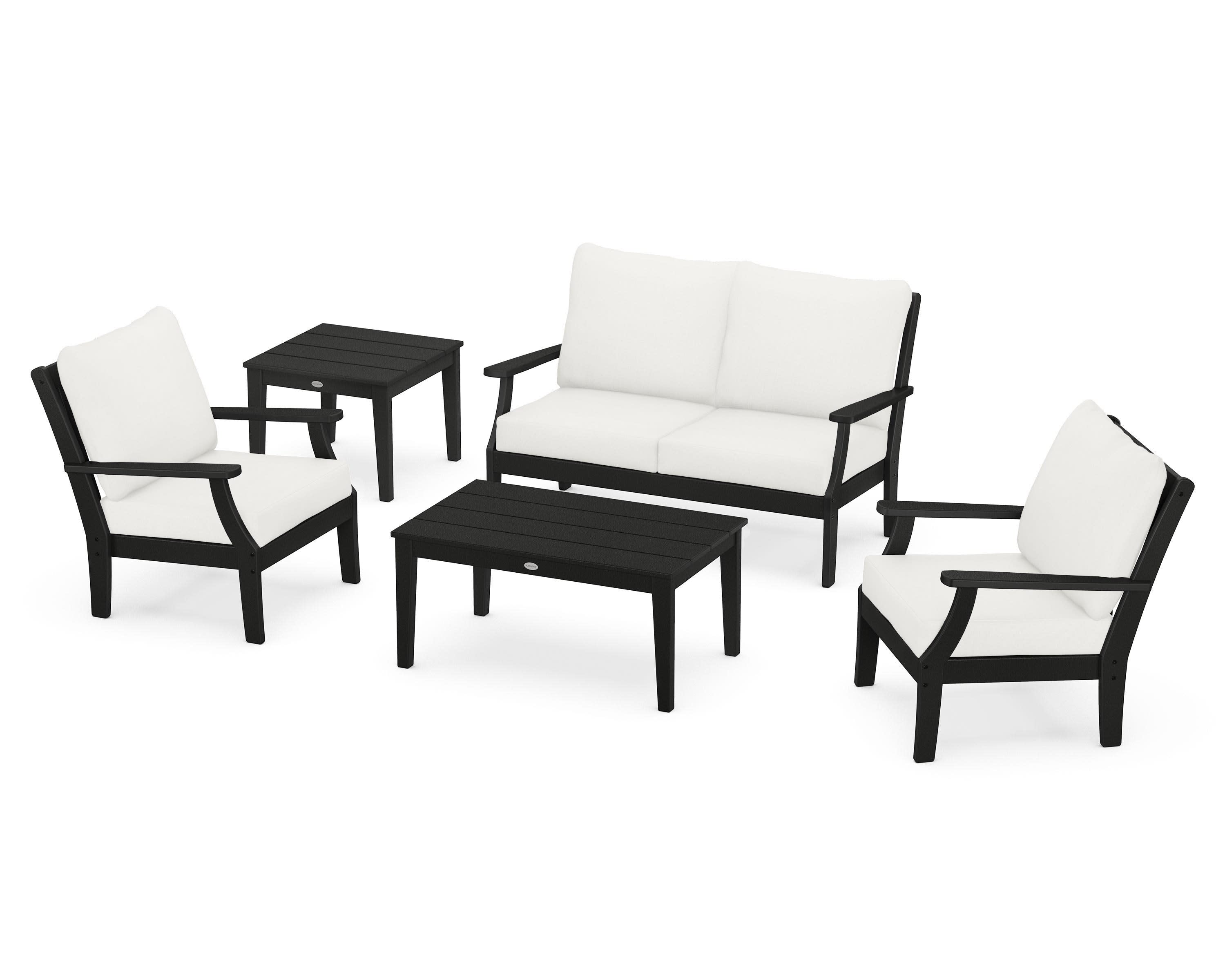 Braxton 5-Piece Deep Seating Set in Black / Natural Linen