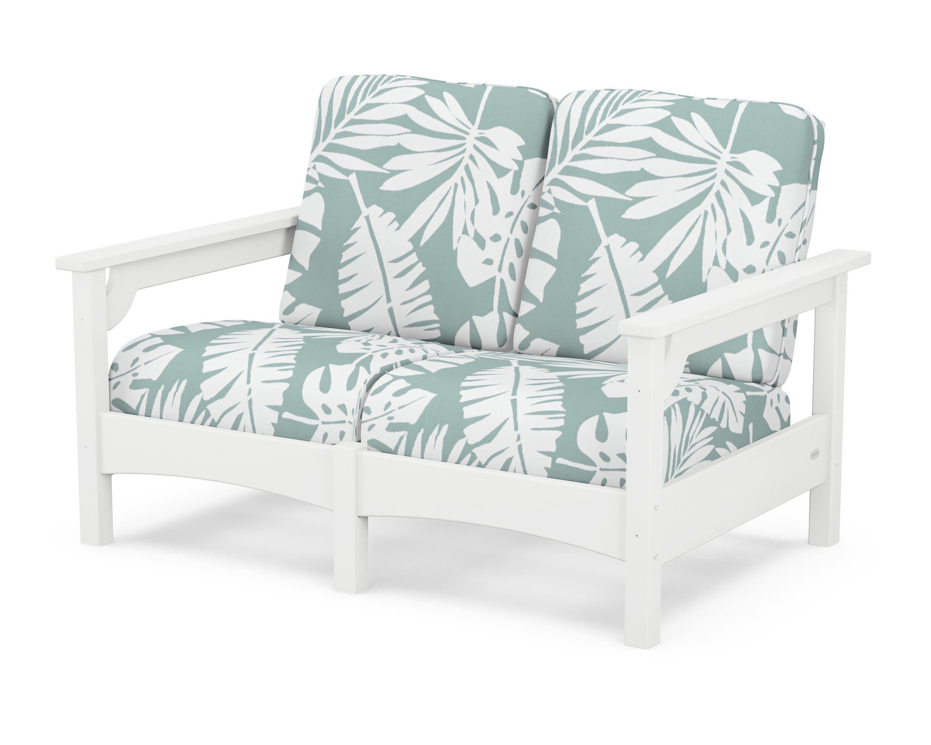 Club Loveseat in White / Leaf Glacier Spa
