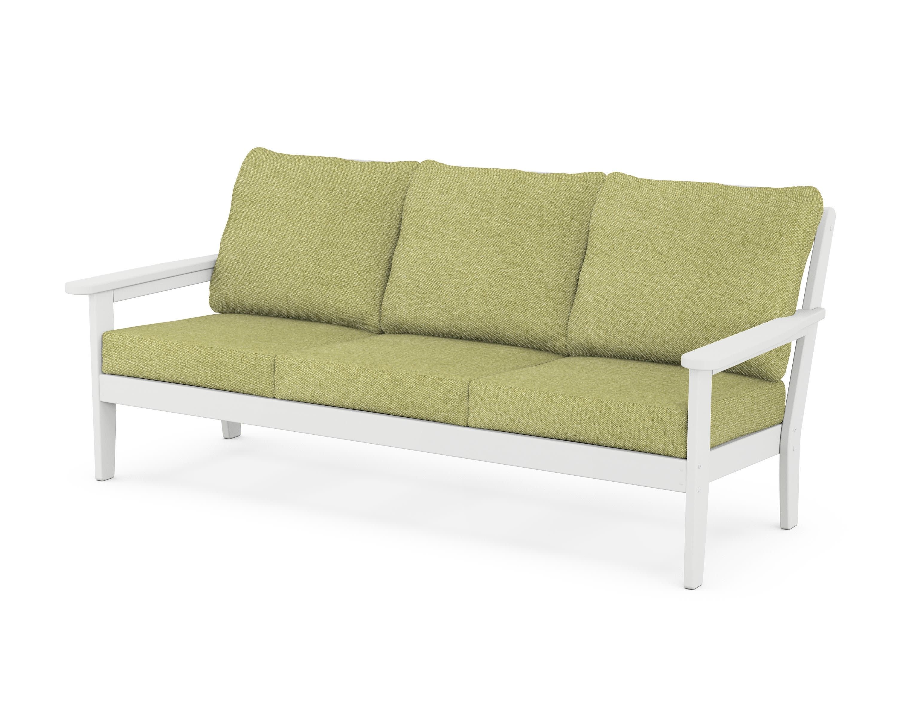 Cottage Deep Seating Sofa in White / Chartreuse Boucle