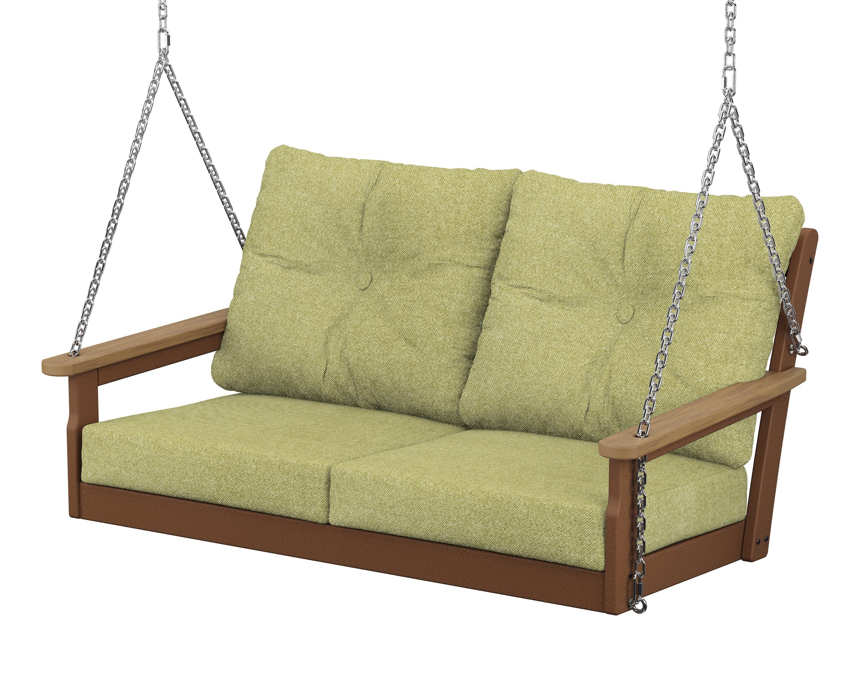 Vineyard Deep Seating Swing in Teak / Natural / Chartreuse Boucle
