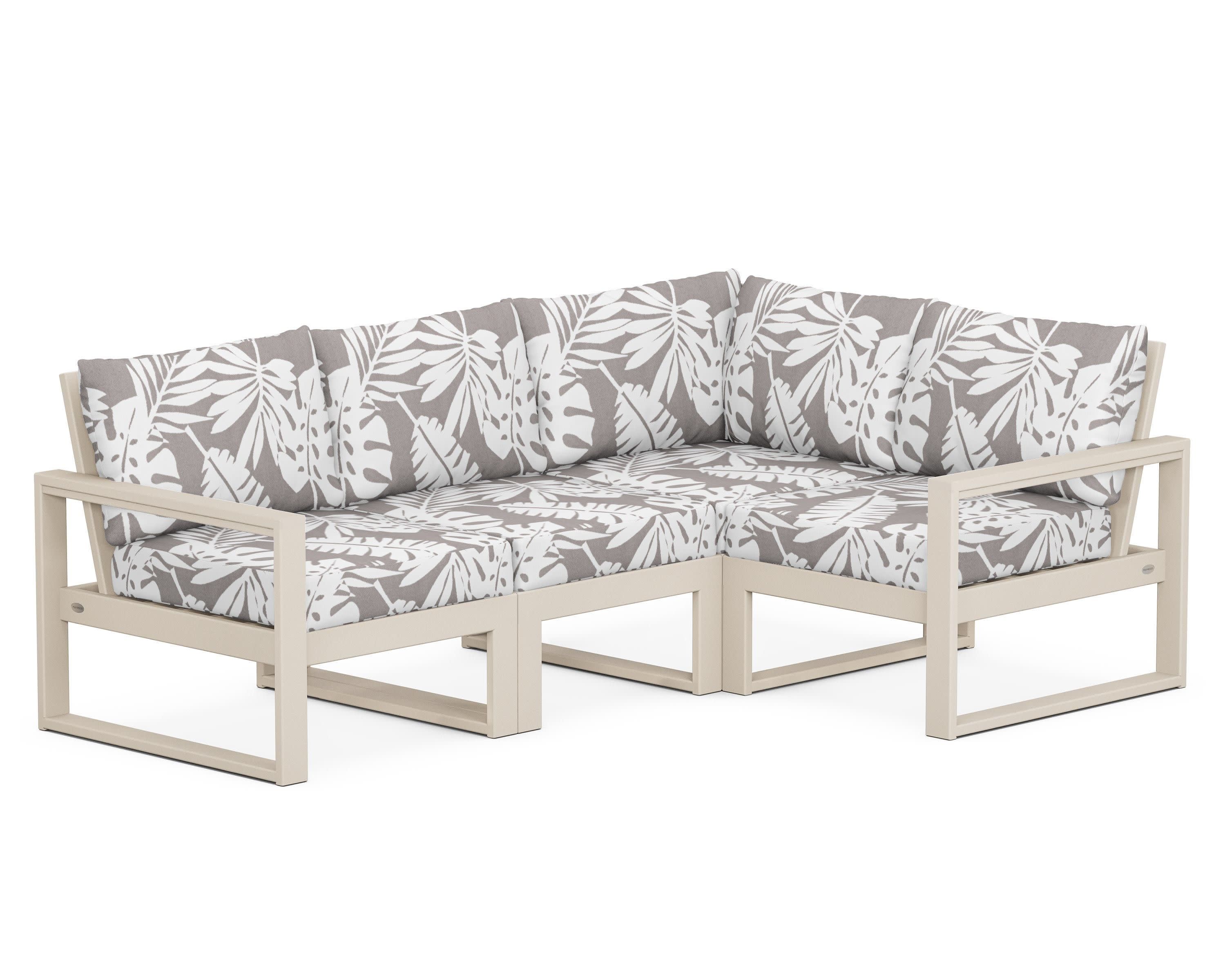 EDGE 4-Piece Modular Deep Seating Set in Sand / Leaf Grey Mist