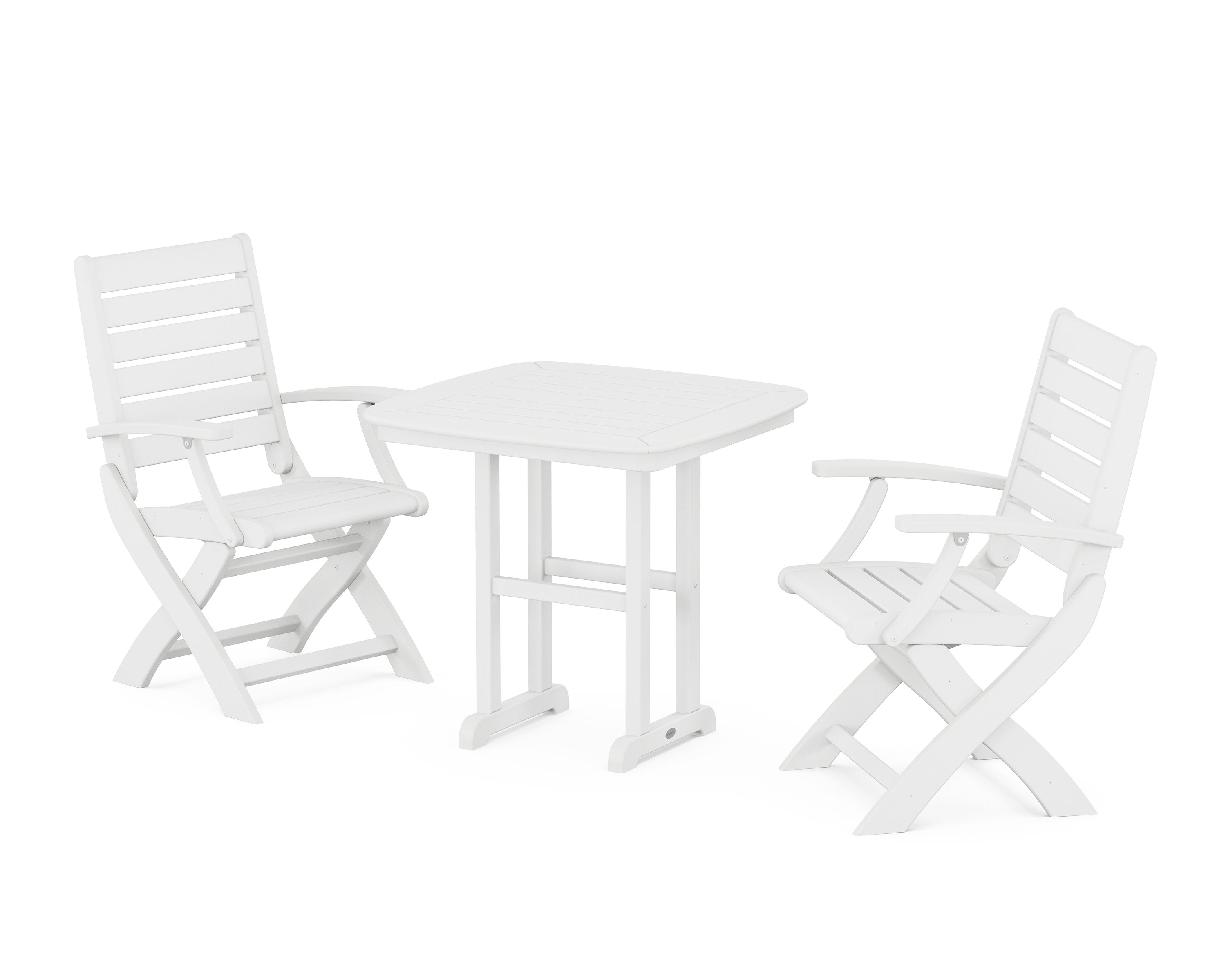 Signature Folding Chair 3-Piece Dining Set in White