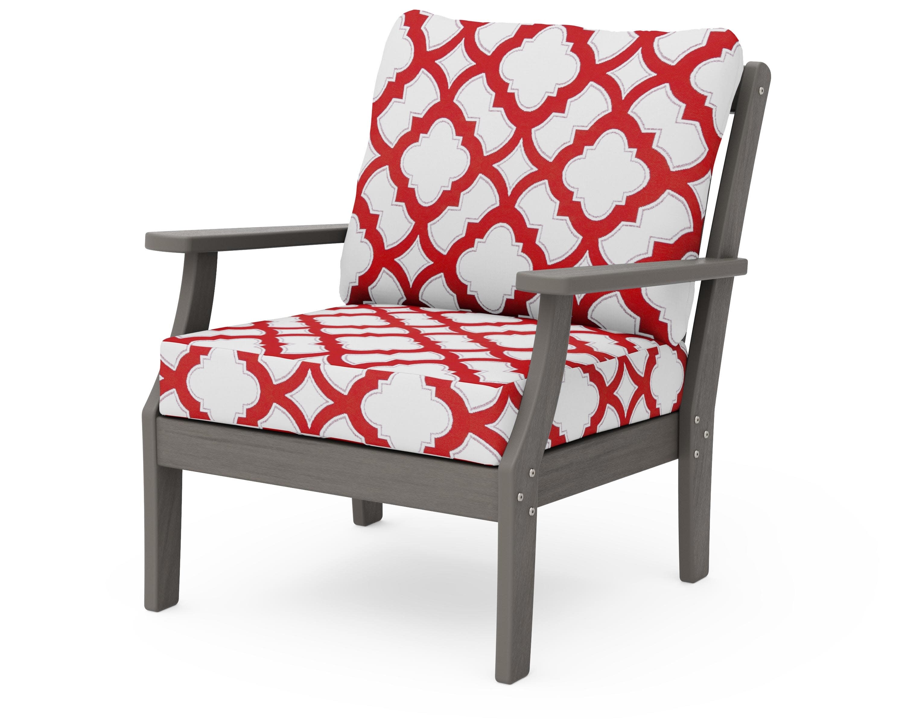 Braxton Deep Seating Chair in Driftwood / Trellis Crimson