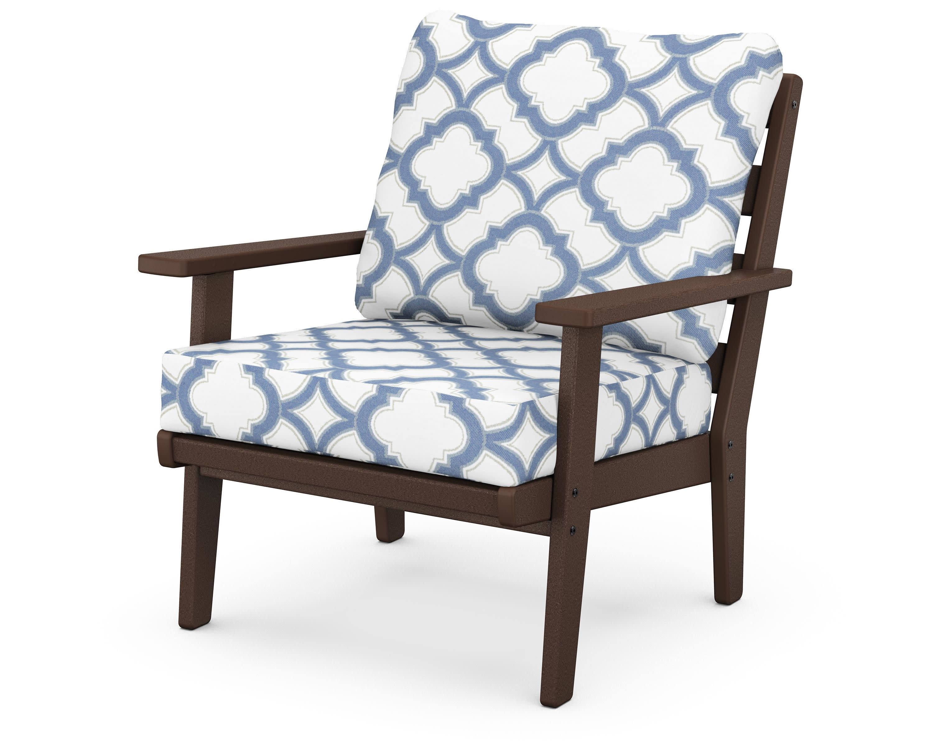 Grant Park Deep Seating Chair in Mahogany / Trellis Sky Blue