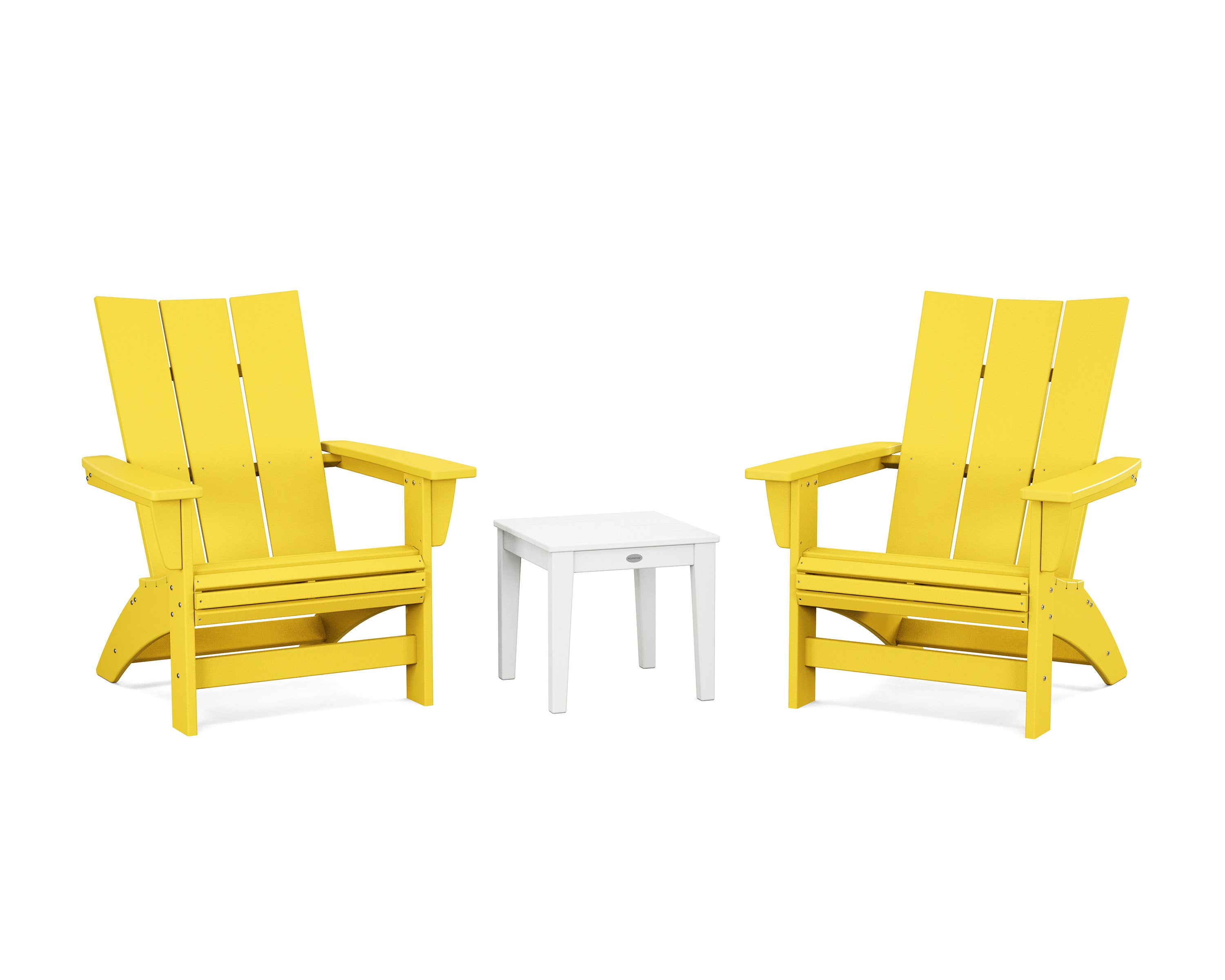 3-Piece Modern Grand Adirondack Set in Lemon / White