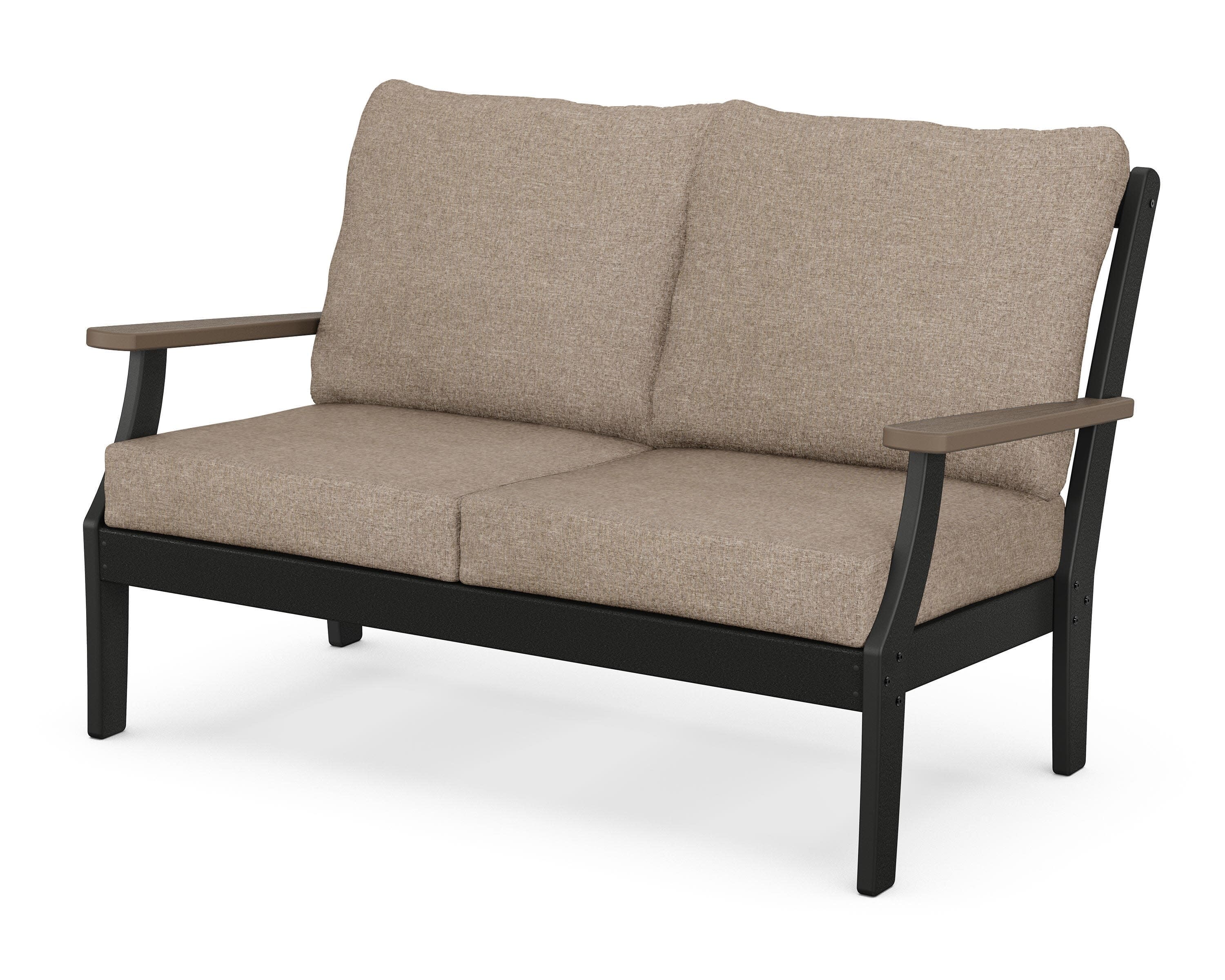 Braxton Deep Seating Loveseat in Black / Kona / Spiced Burlap