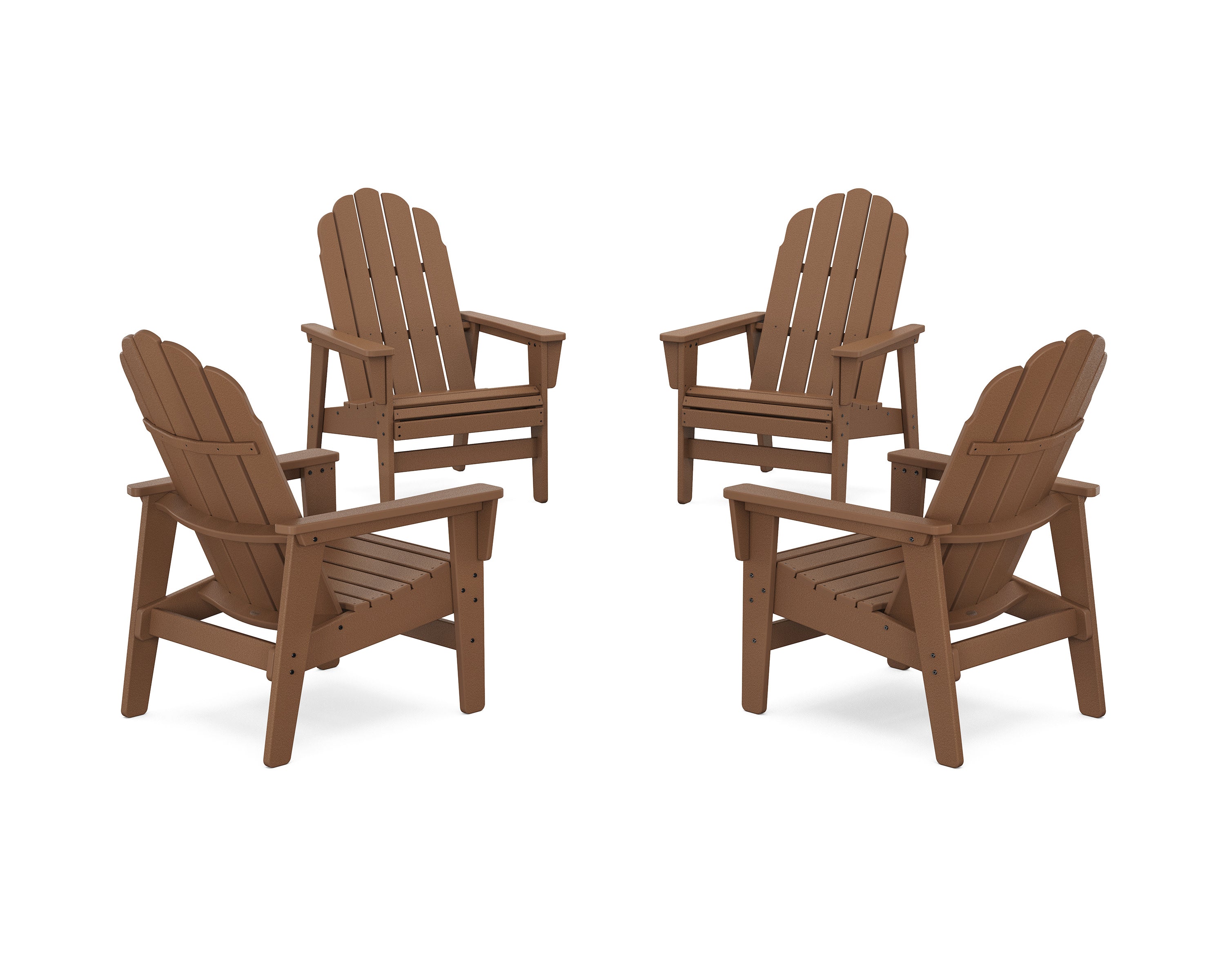 4-Piece Vineyard Grand Upright Adirondack Chair Conversation Set in Teak