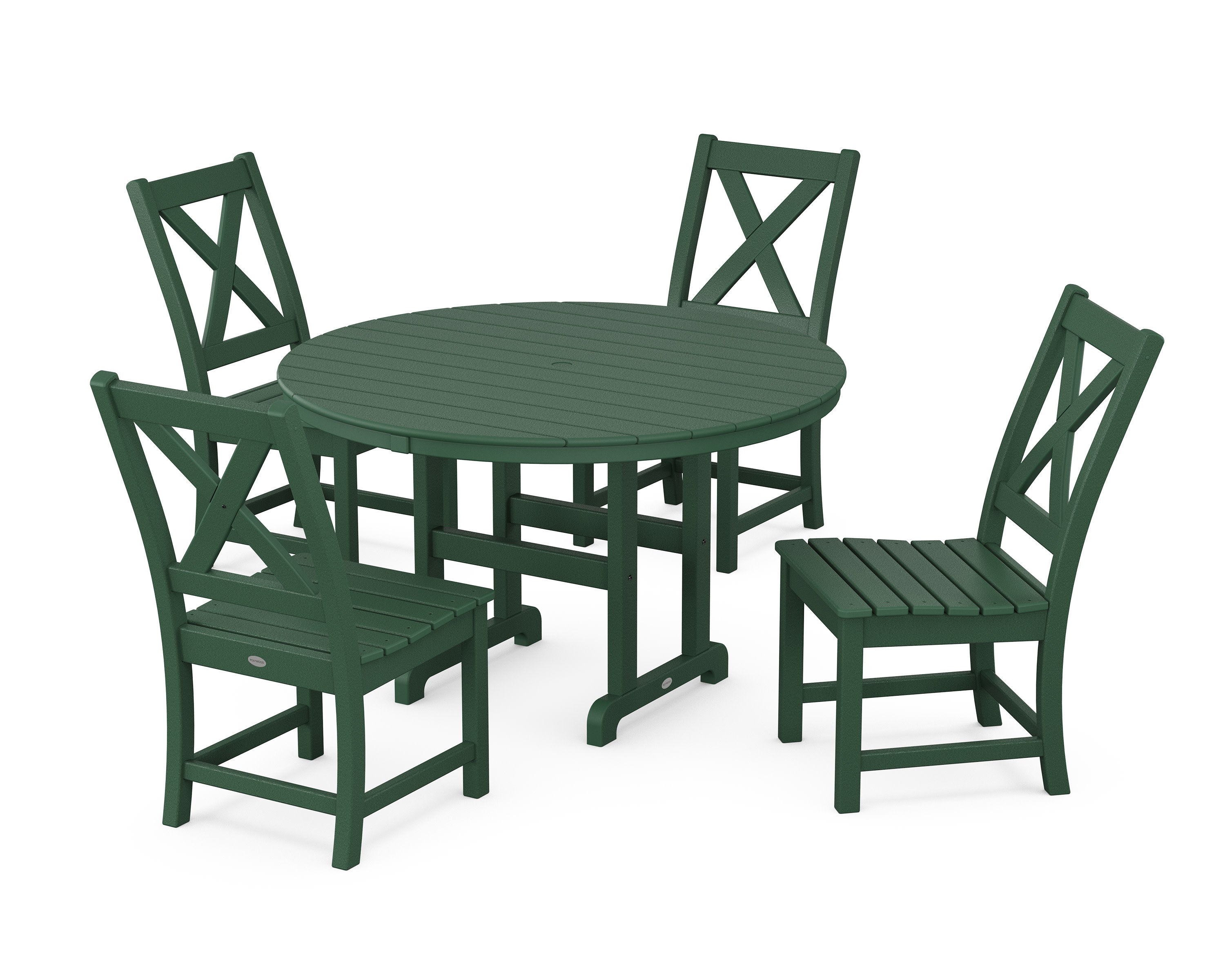 Braxton Side Chair 5-Piece Round Dining Set in Green