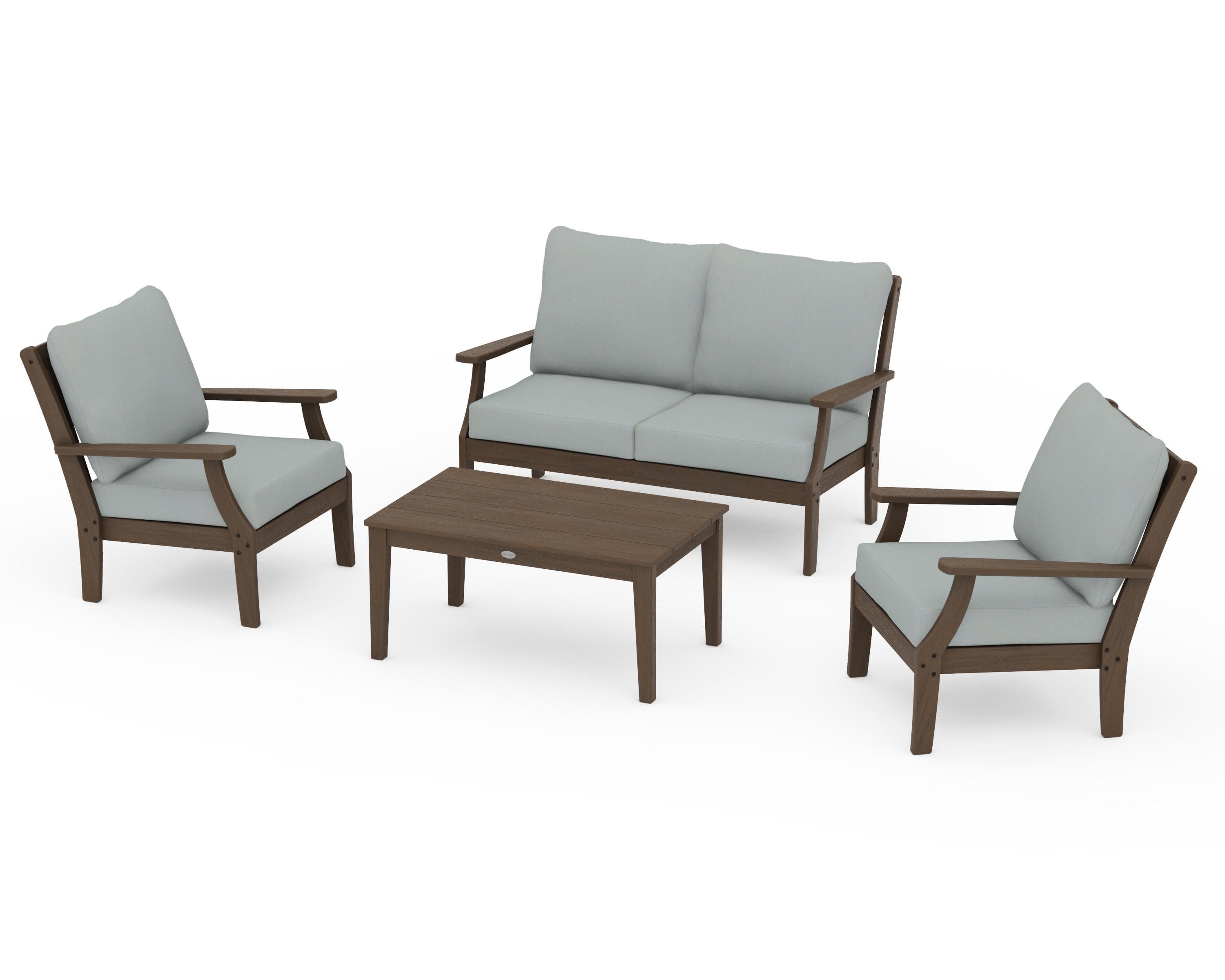 Braxton 4-Piece Deep Seating Chair Set in Kona / Spa