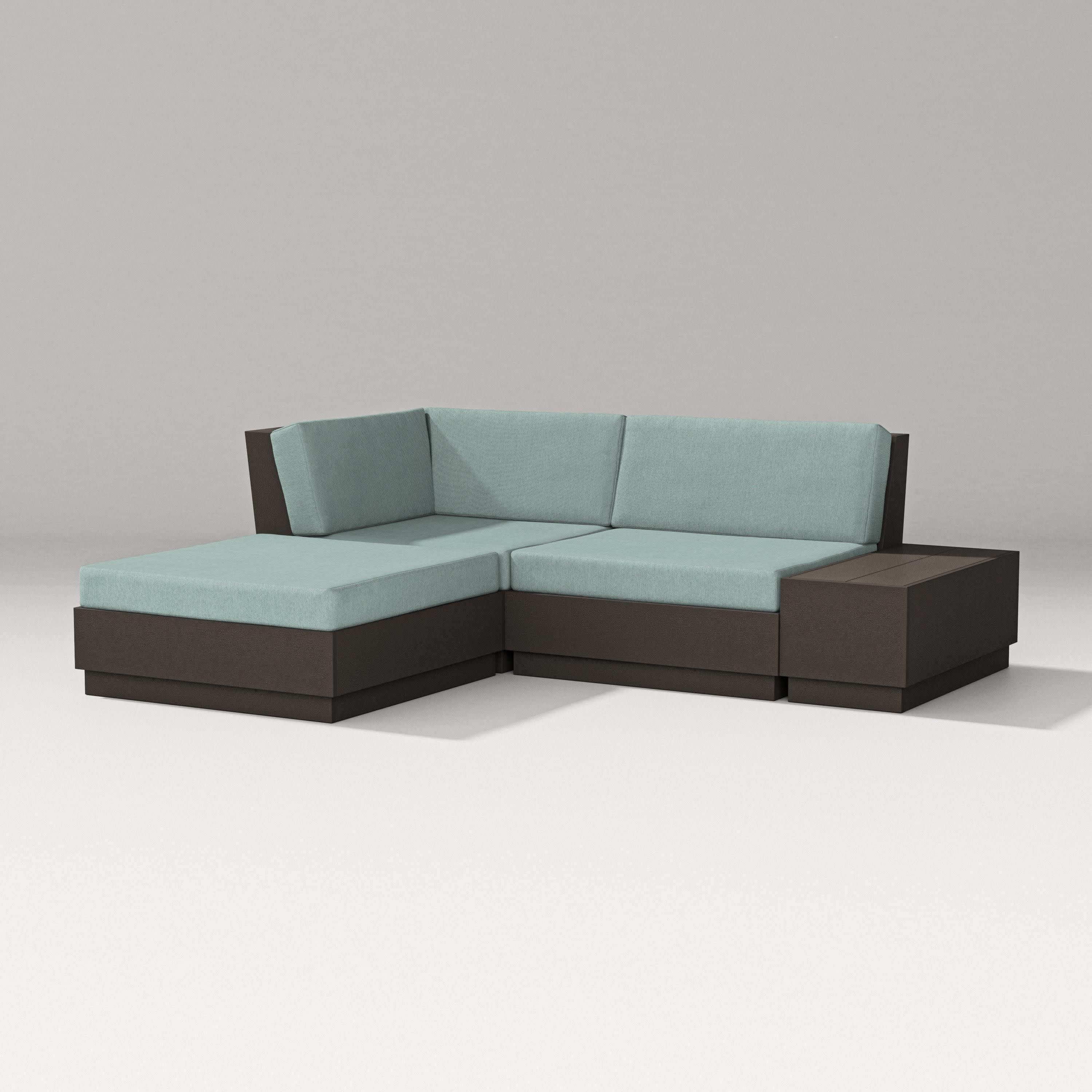 Elevate Loveseat Sectional with Chaise in Vintage Coffee / Glacier Spa