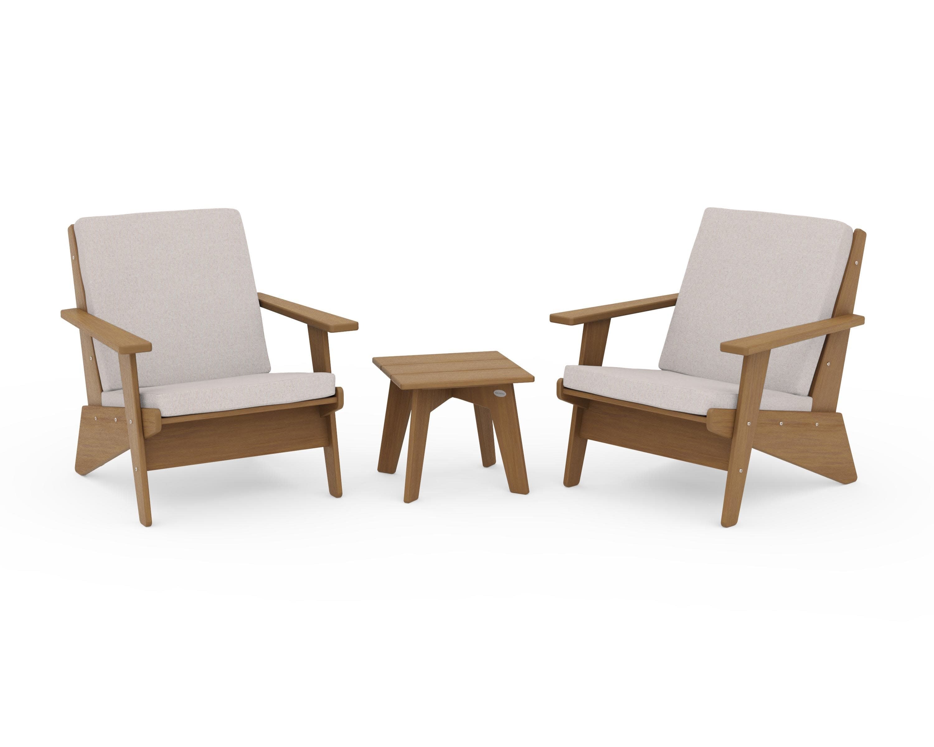 Riviera Modern Lounge 3-Piece Set in Natural / Dune Burlap