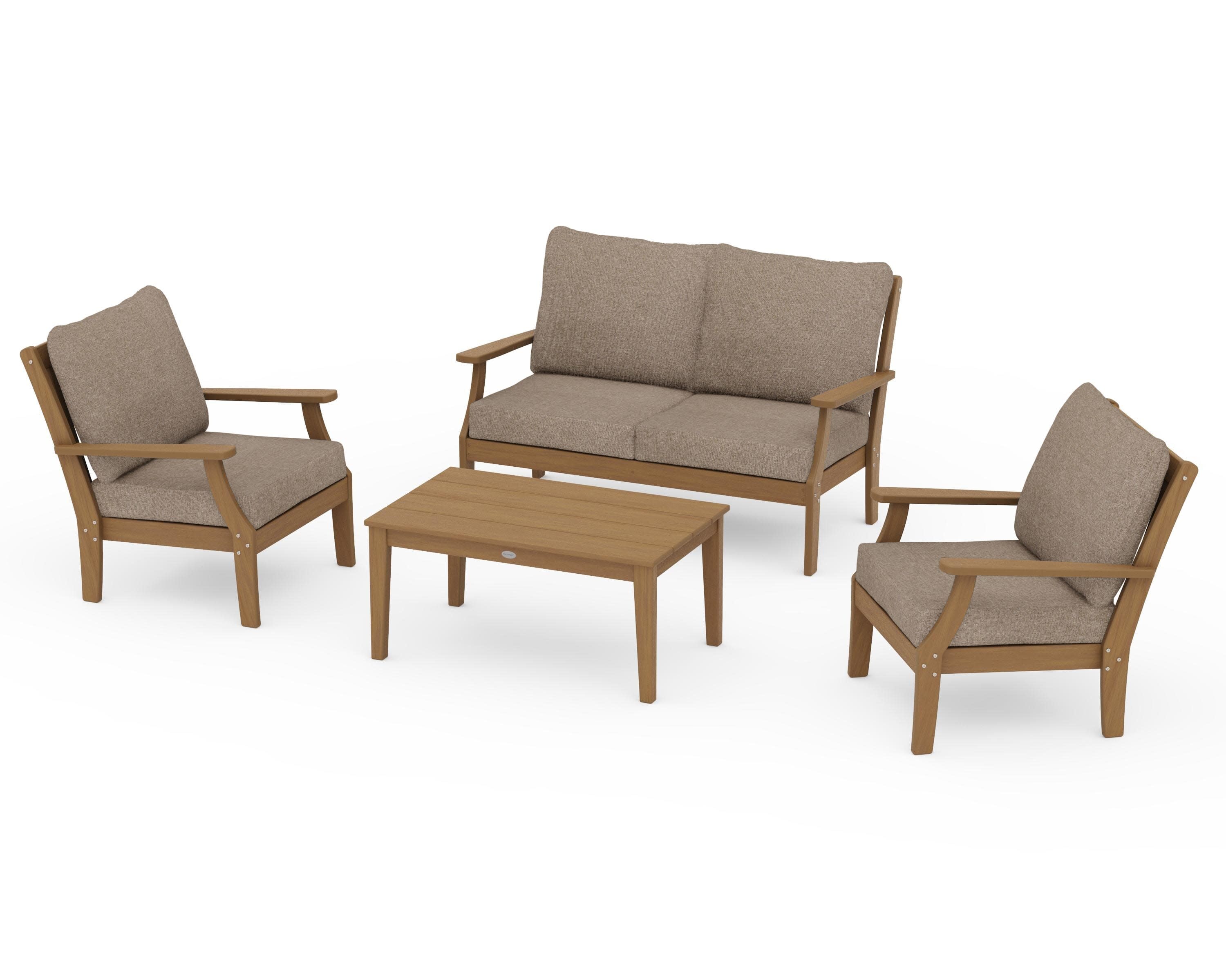Braxton 4-Piece Deep Seating Chair Set in Natural / Spiced Burlap