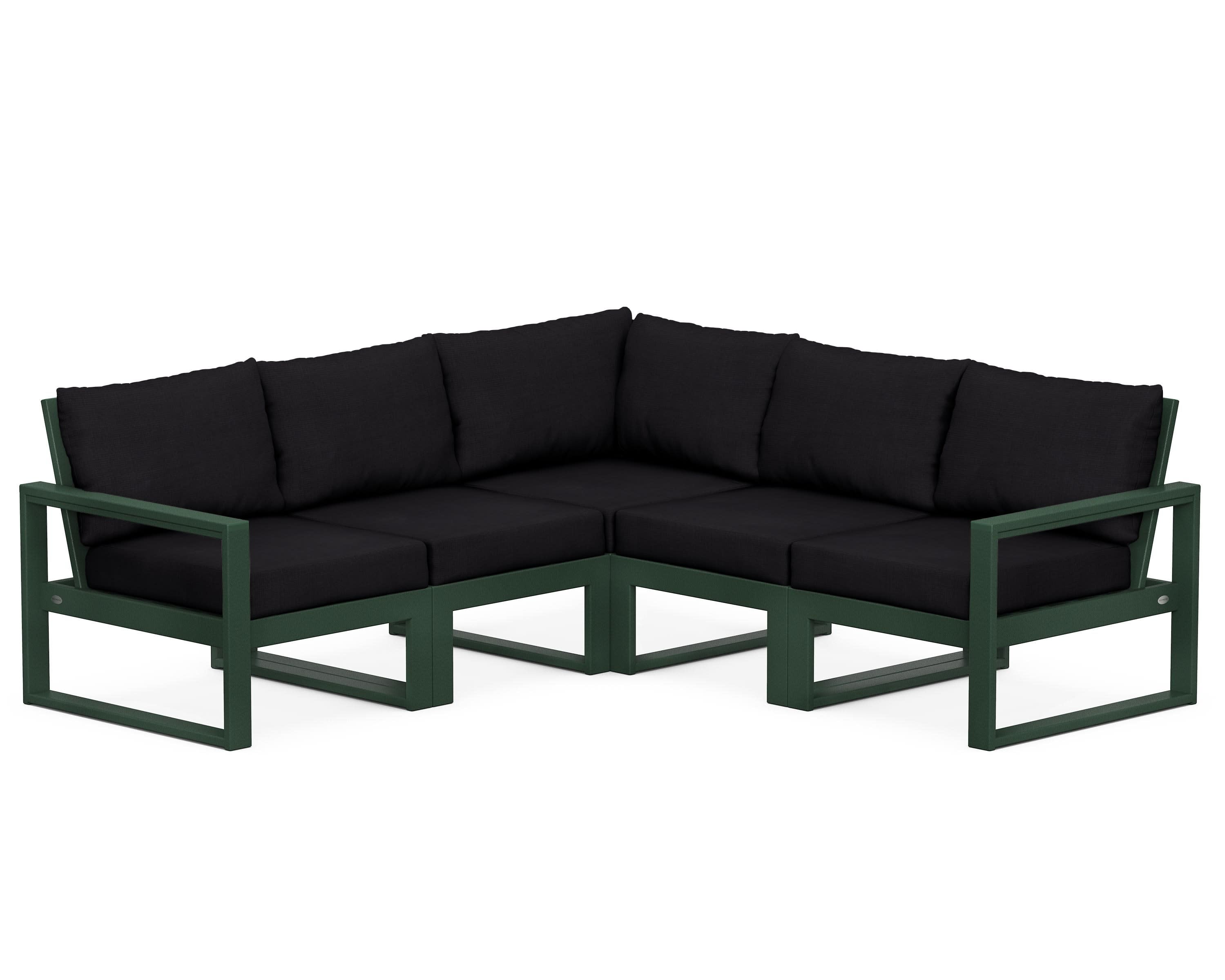 EDGE 5-Piece Modular Deep Seating Set in Green / Midnight Linen