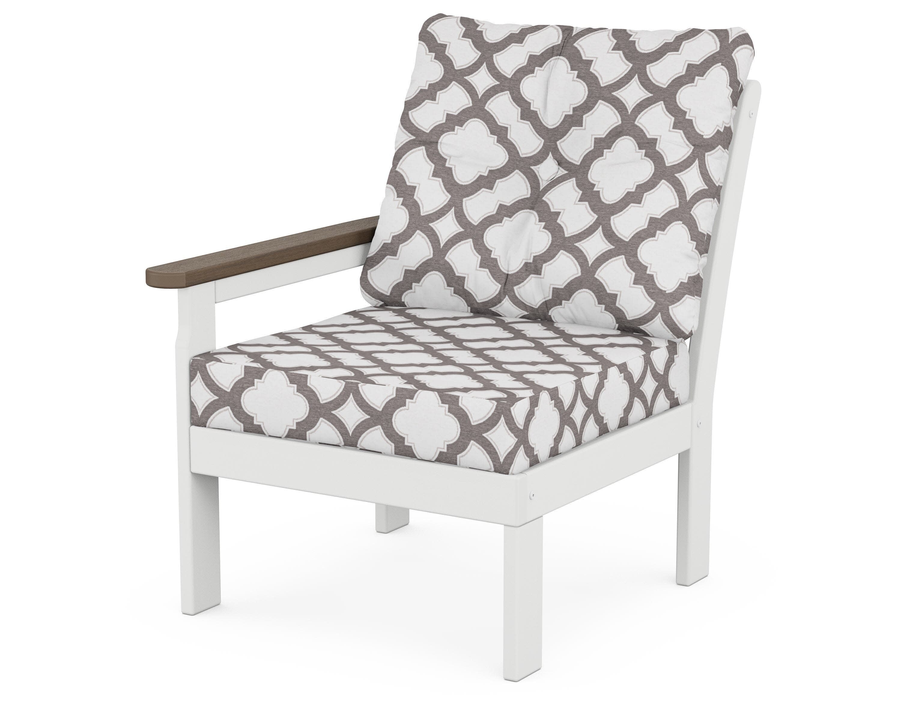Vineyard Modular Left Arm Chair in White / Kona / Trellis Grey Mist