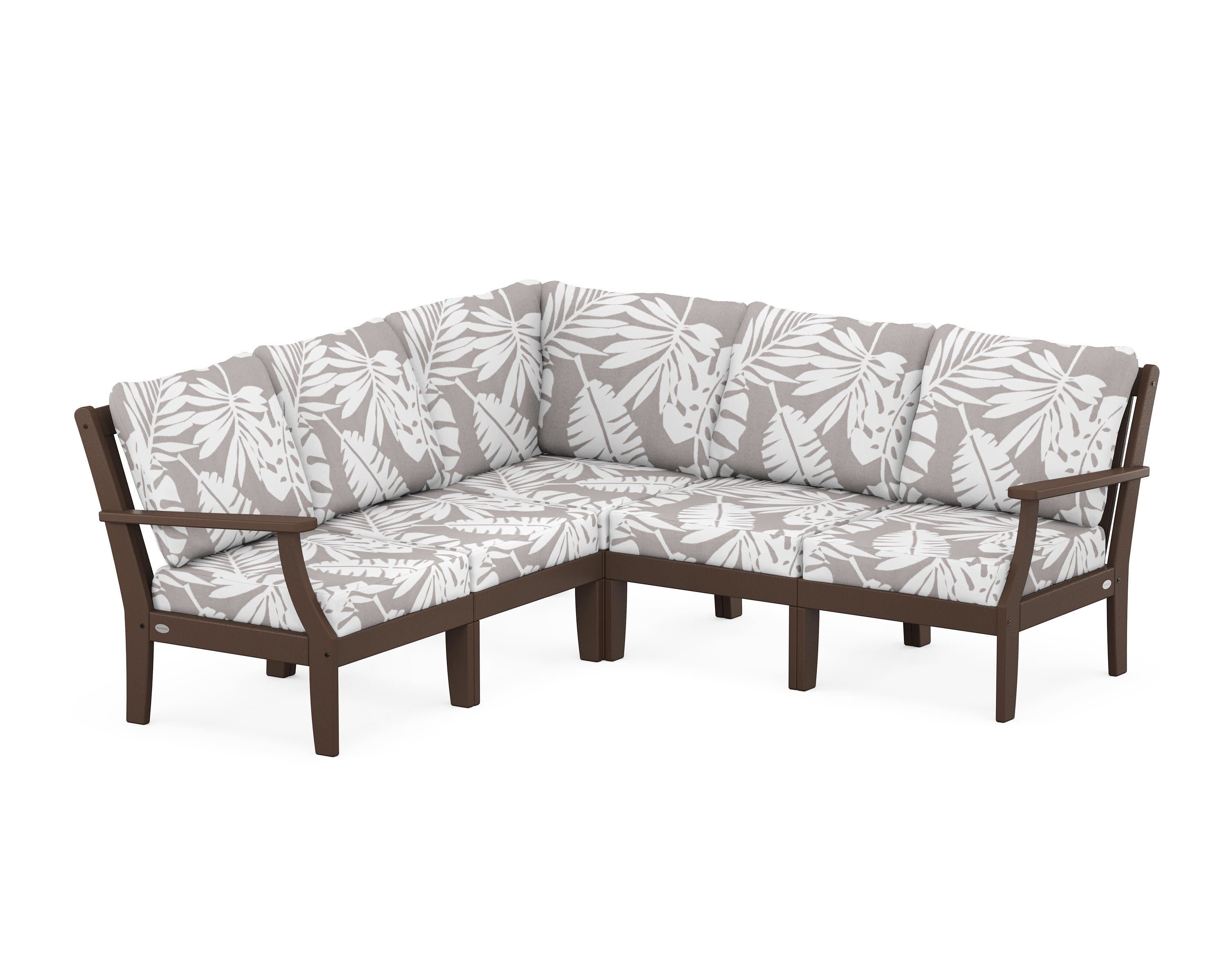 Braxton Modular 5-Piece Deep Seating Set in Mahogany / Leaf Grey Mist