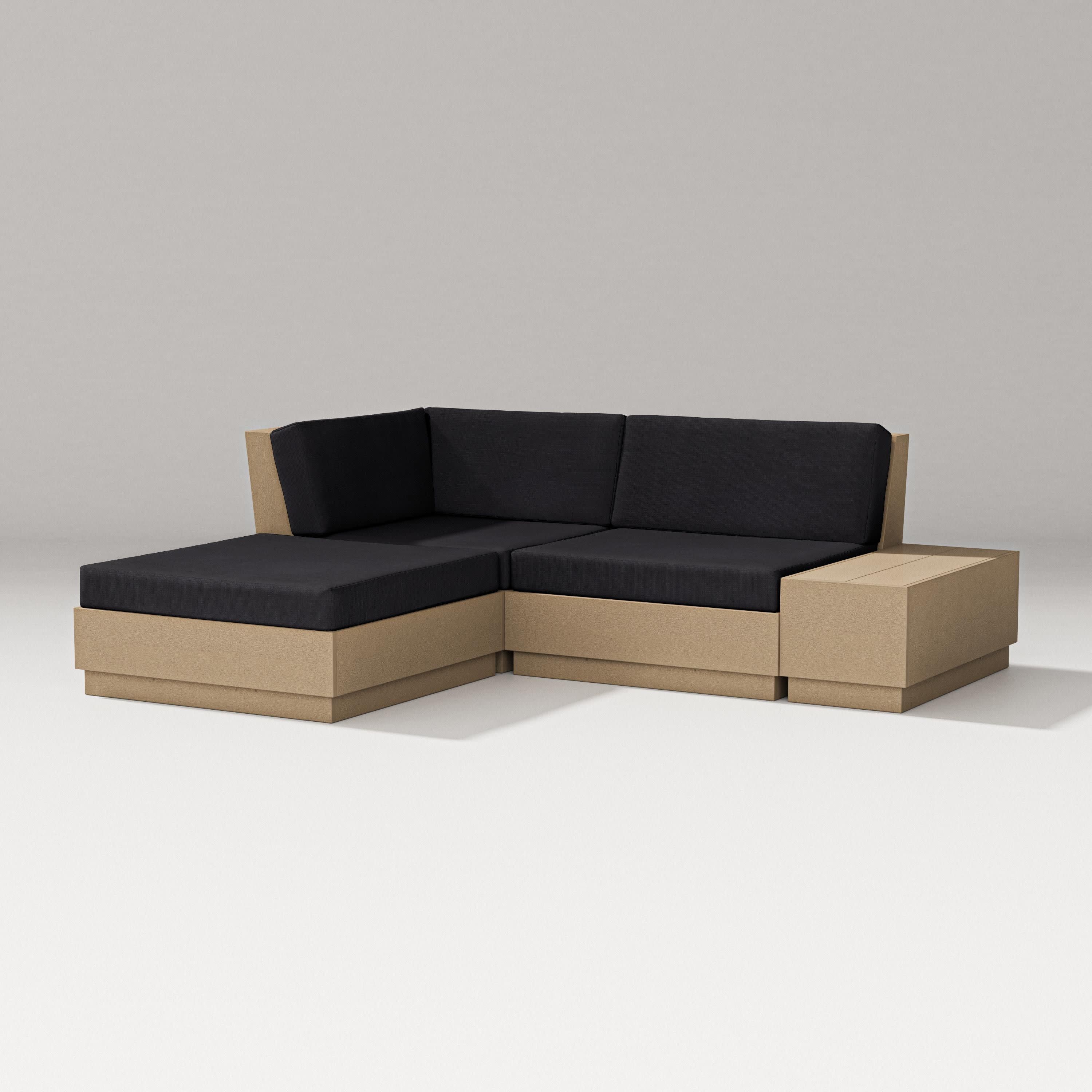 Elevate Loveseat Sectional with Chaise in Vintage Sahara / Midnight Linen