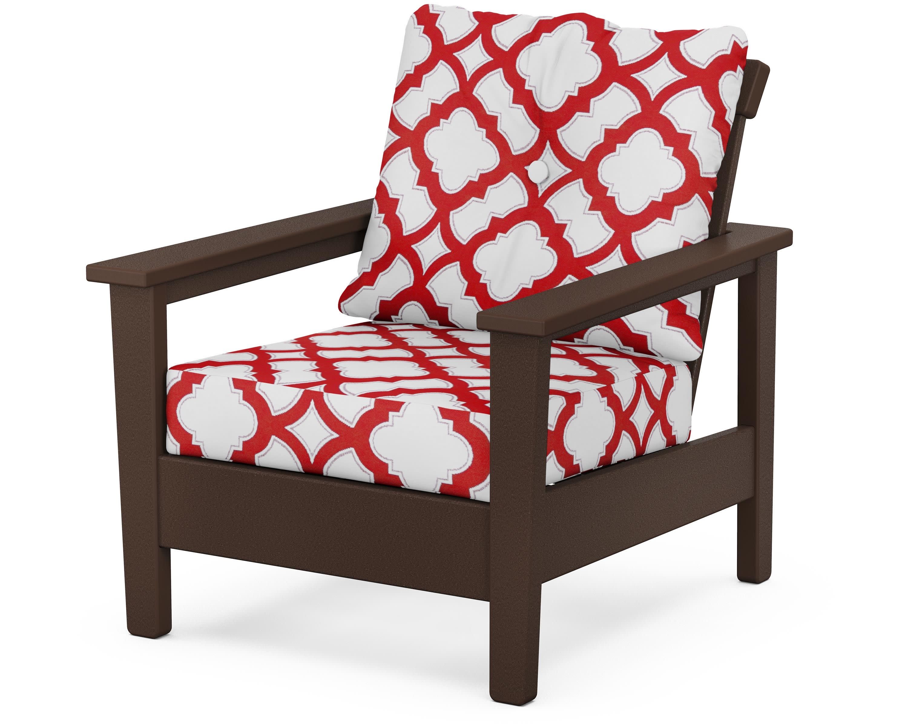Prescott Deep Seating Chair in Mahogany / Trellis Crimson