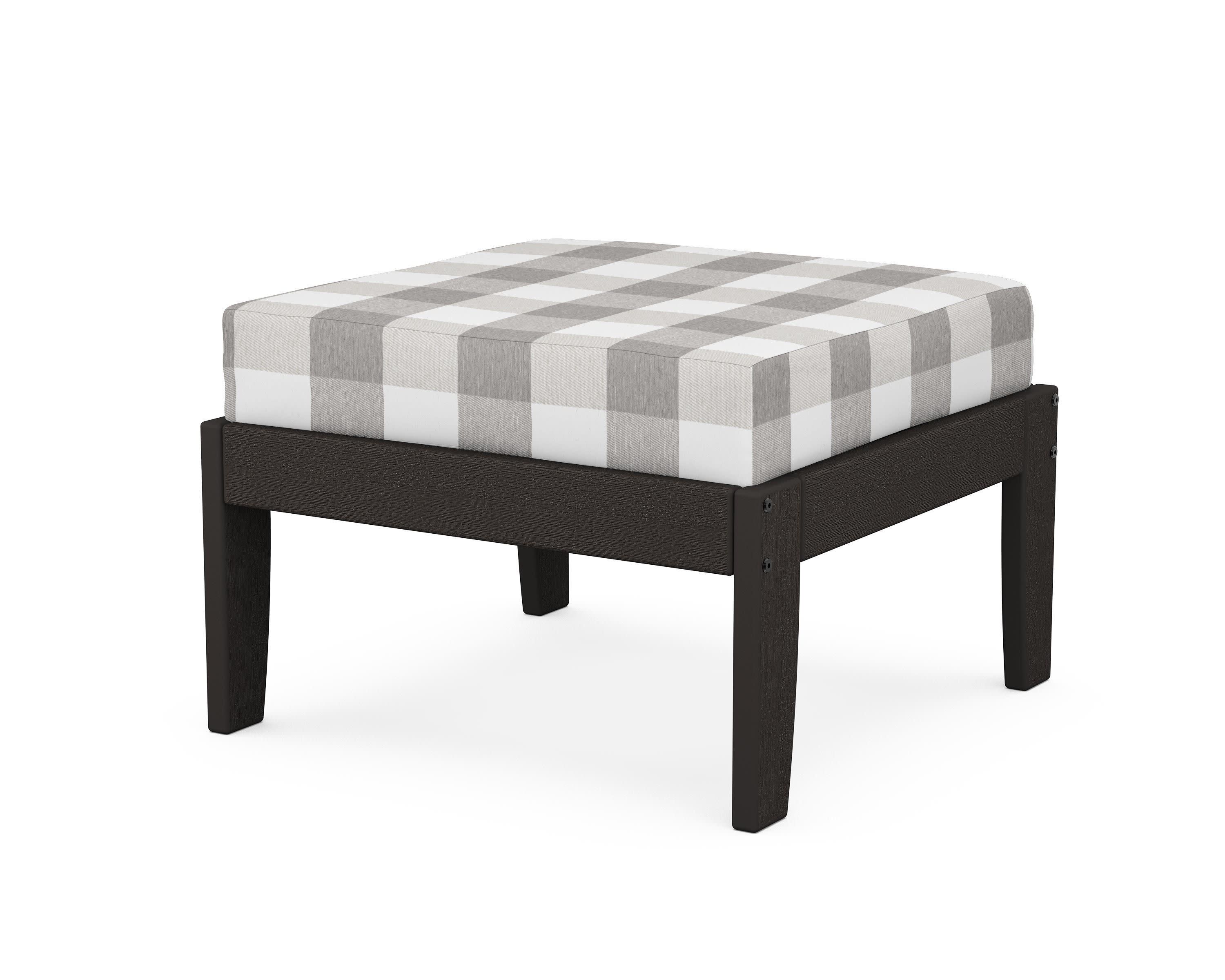 Modular Ottoman - Classic in Vintage Coffee / Buffalo Plaid Grey Mist