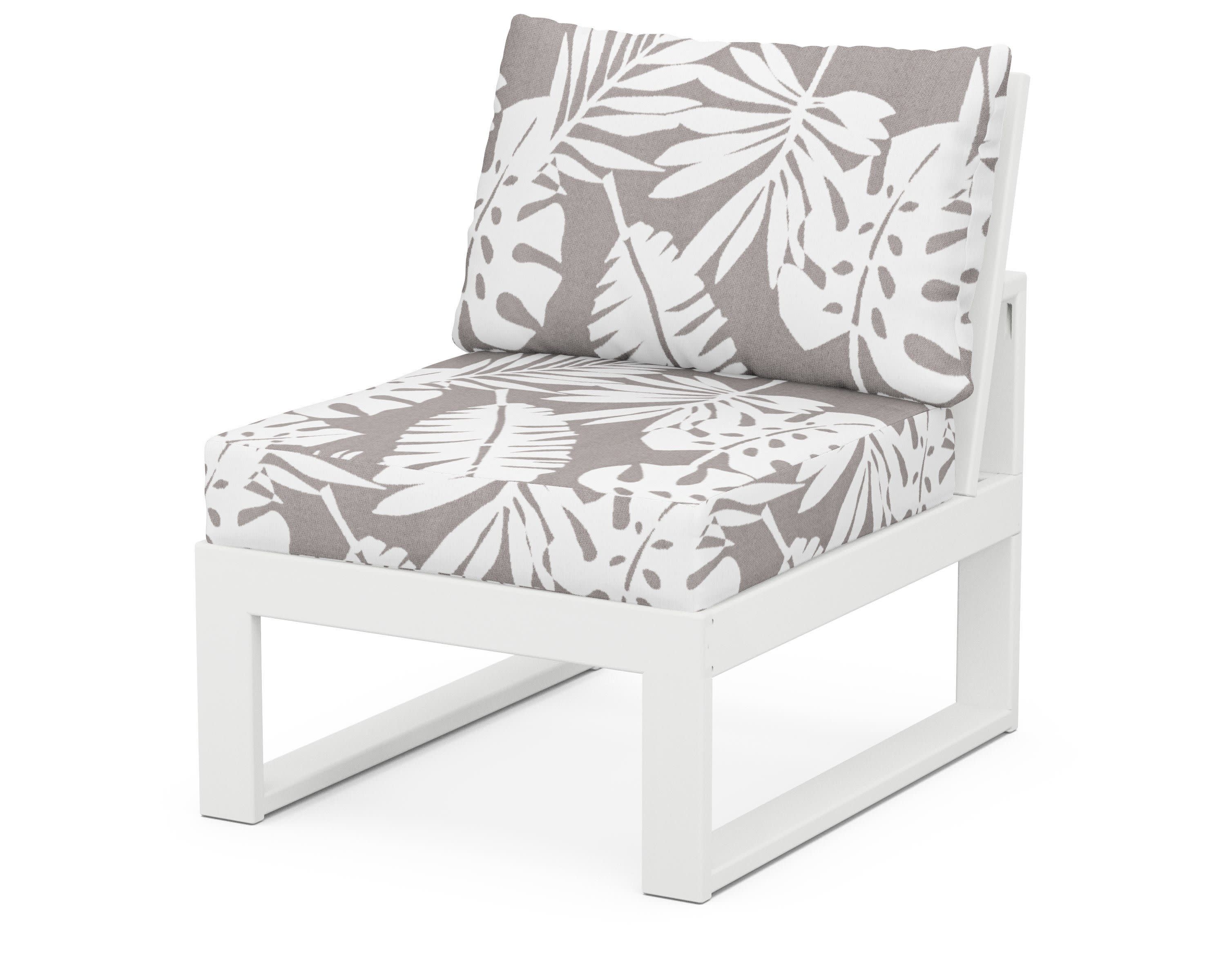 Modular Armless Chair in White / Leaf Grey Mist