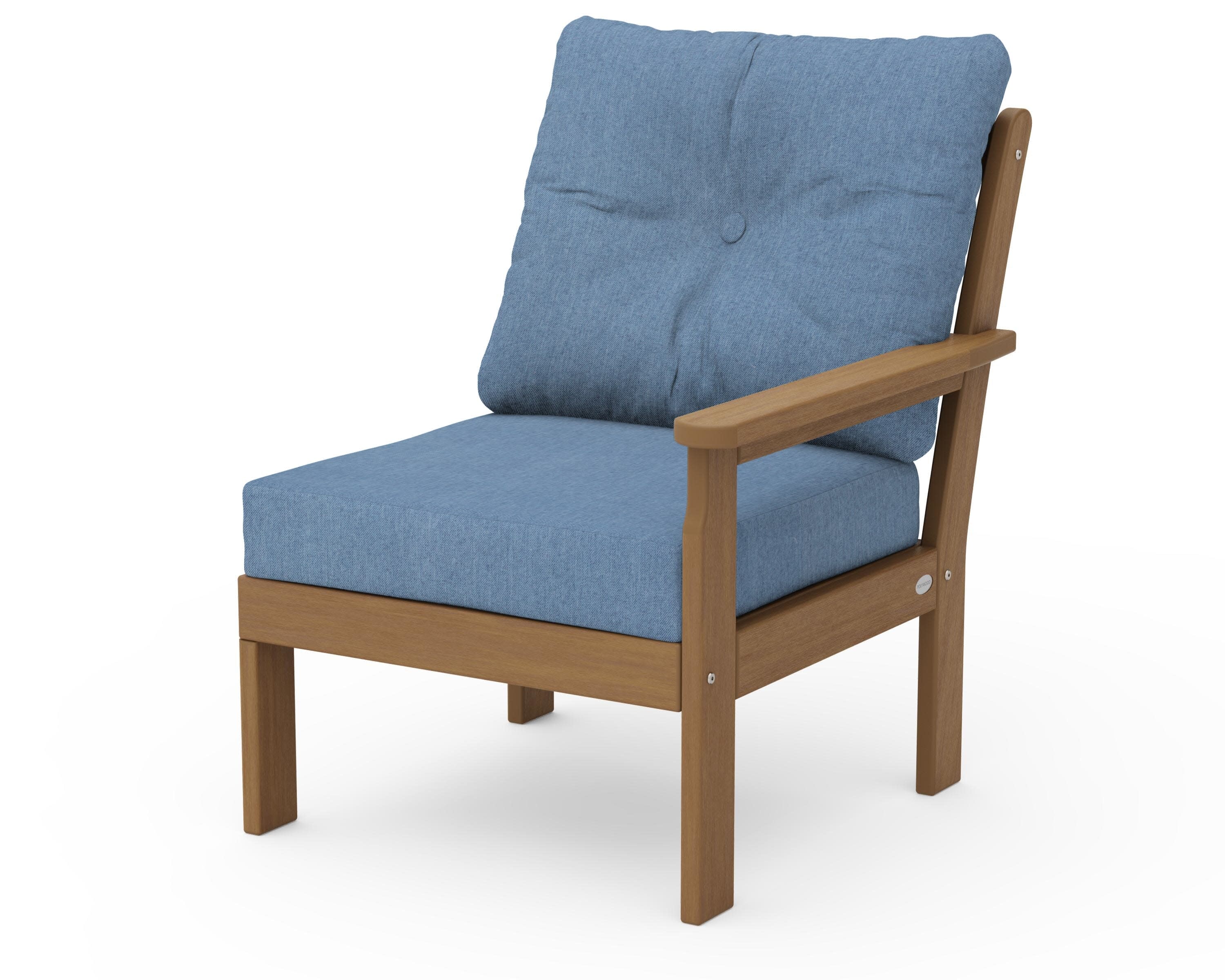 Vineyard Modular Right Arm Chair in Natural / Sky Blue