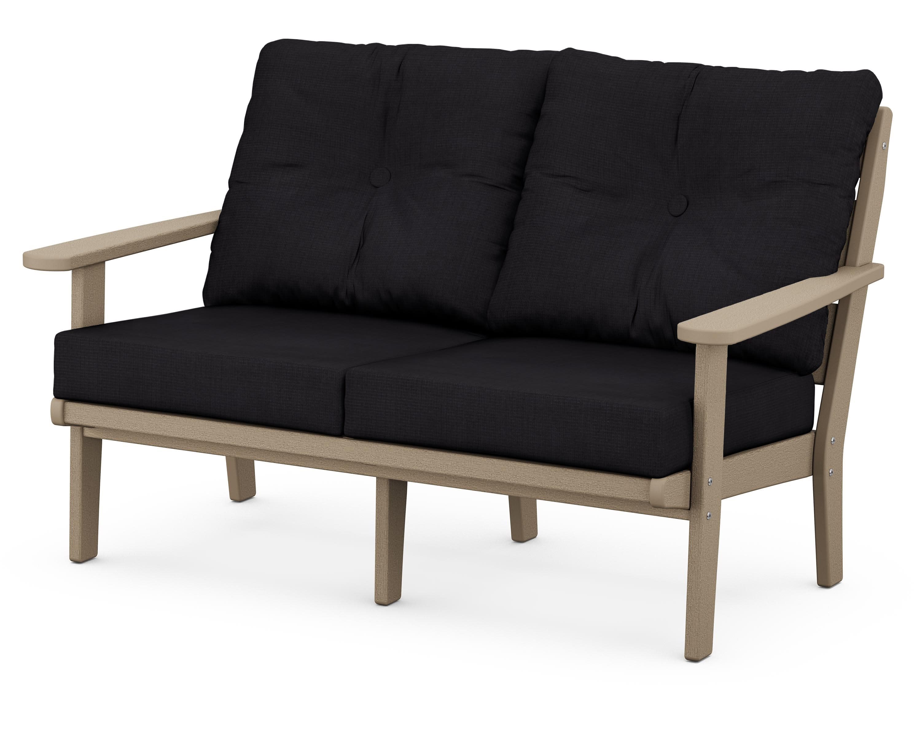 Lakeside Deep Seating Loveseat in Vintage Sahara / Midnight Linen