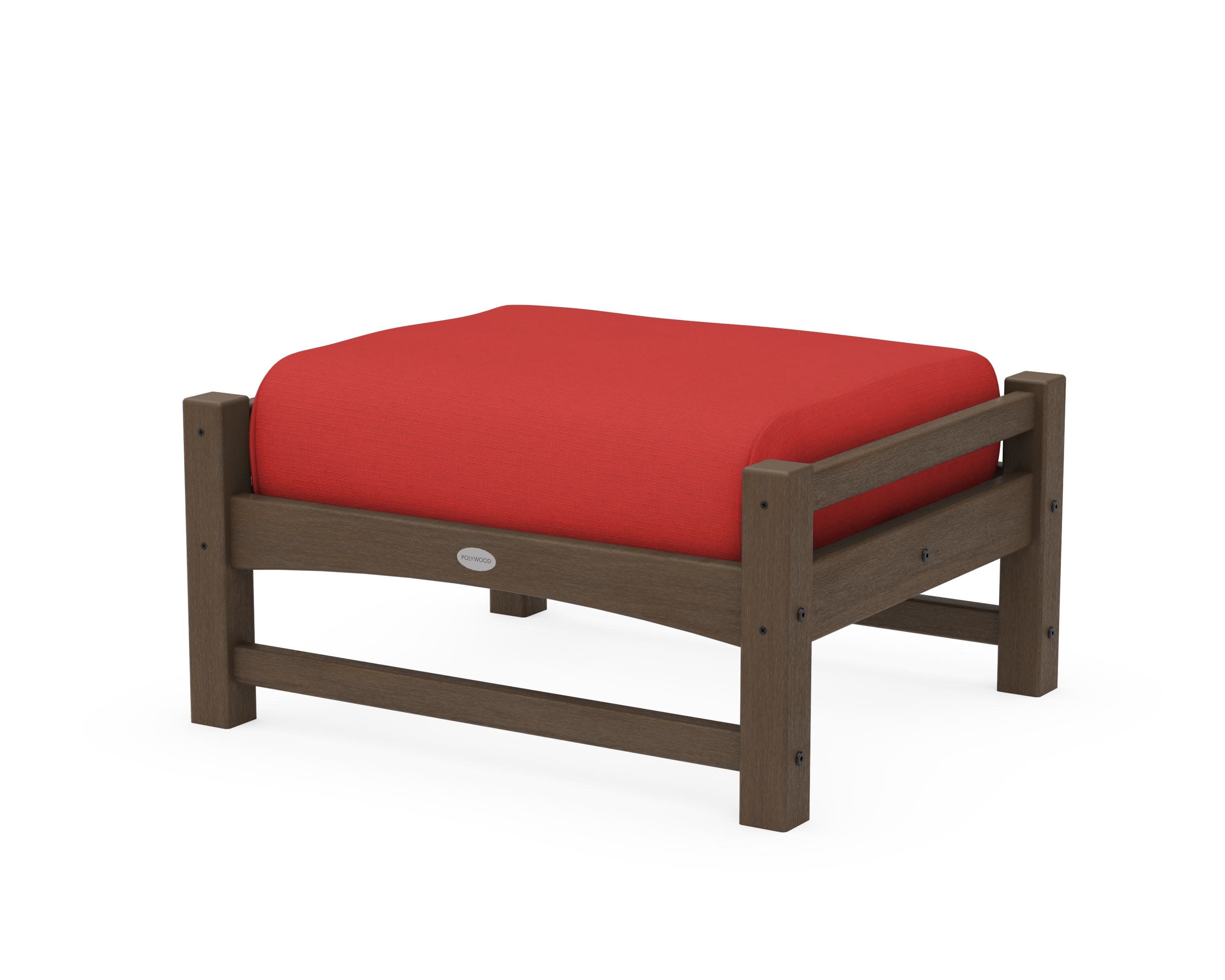 Club Ottoman in Kona / Crimson Linen