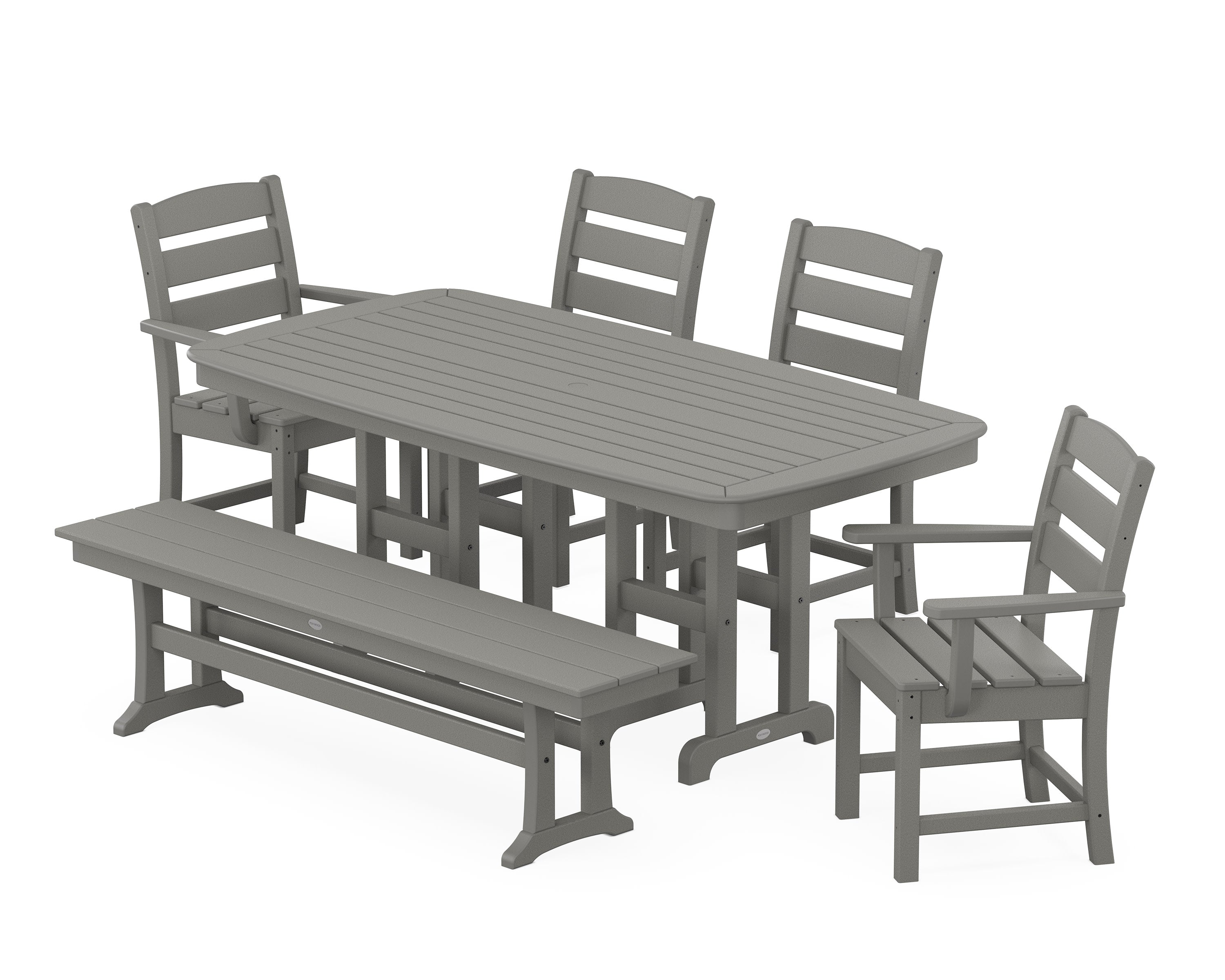 Lakeside 6-Piece Dining Set with Bench in Slate Grey