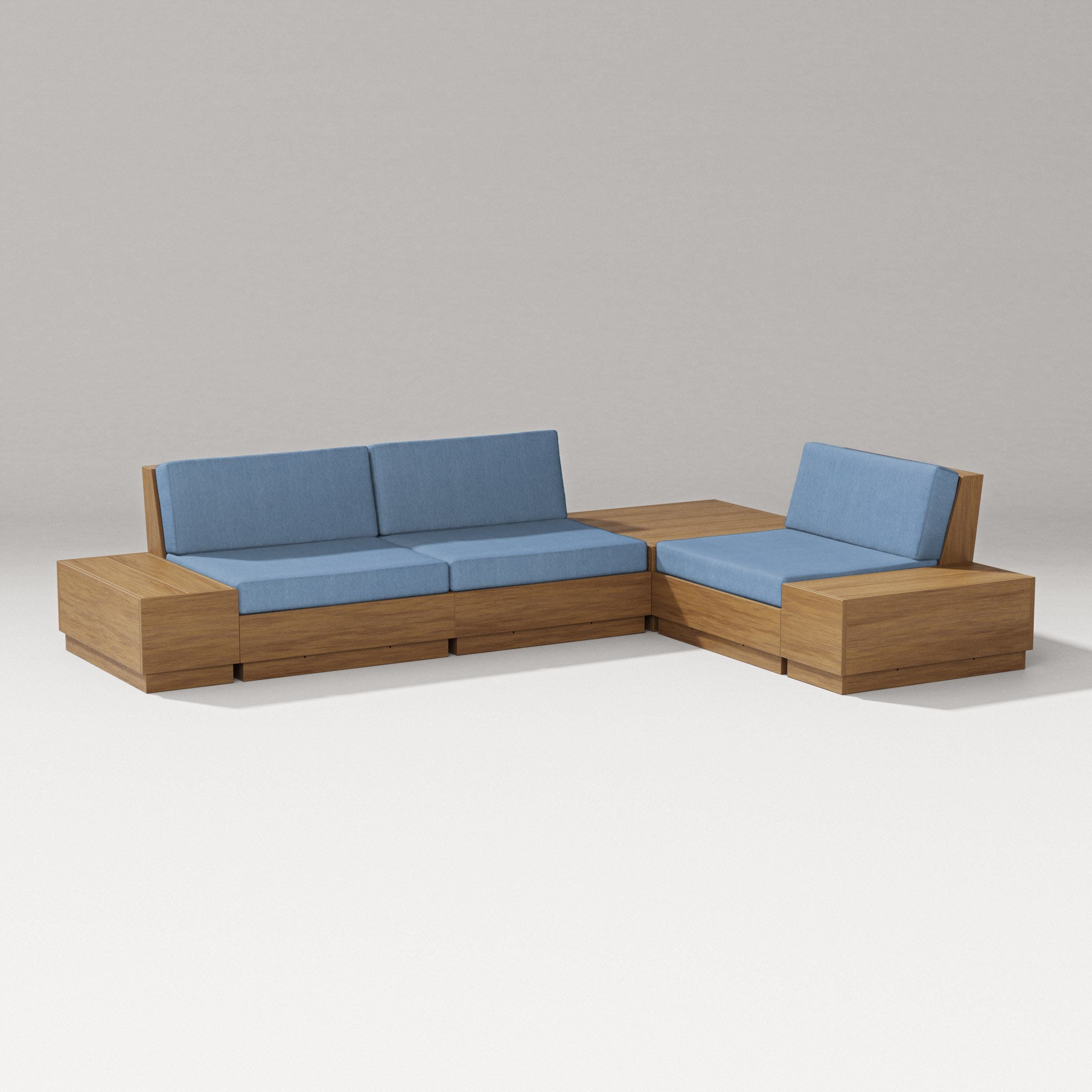 Elevate 6-Piece Corner Sectional in Natural / Sky Blue