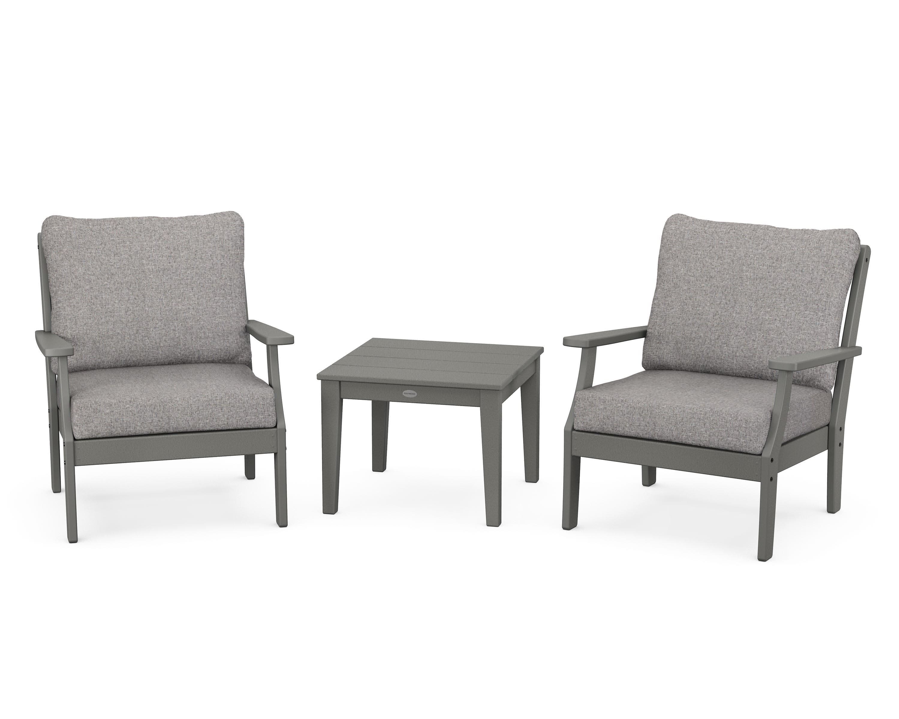 Braxton 3-Piece Deep Seating Set in Slate Grey / Grey Mist